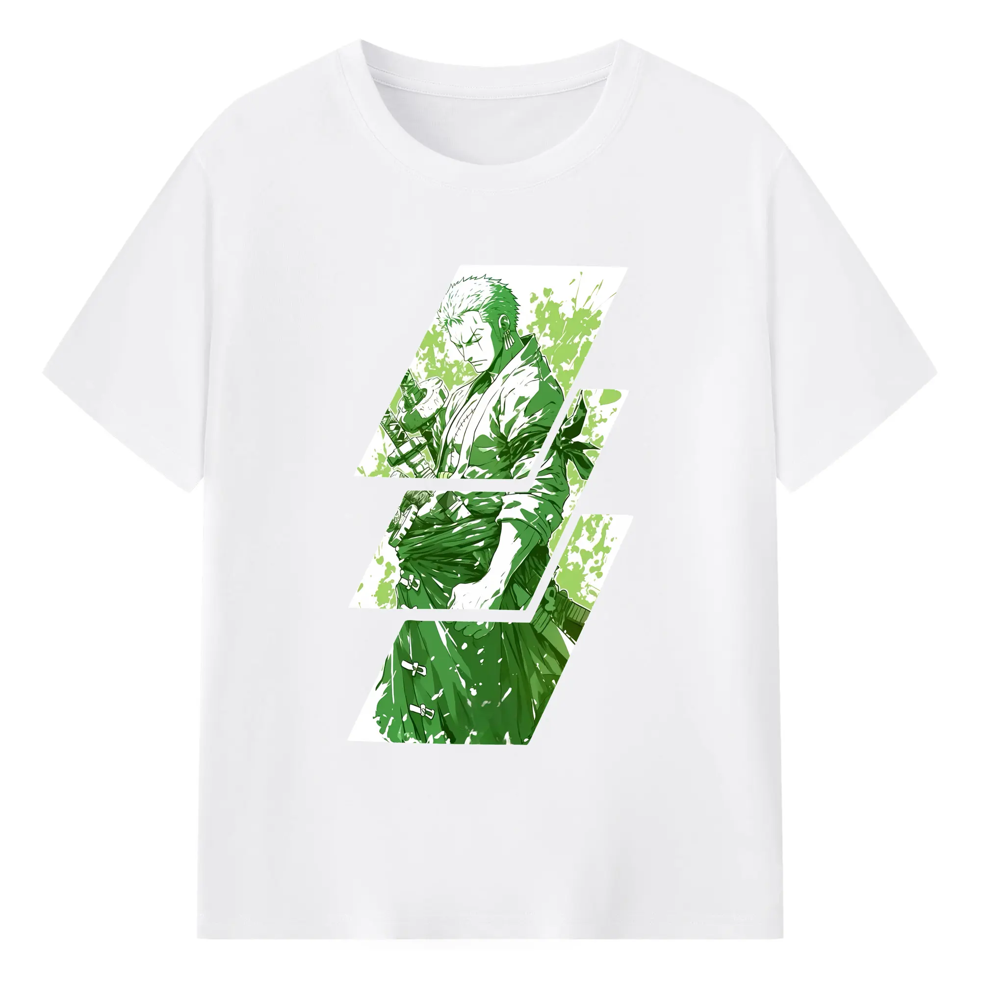 ワンピース グッズ ロロノア・ゾロ - 綿100％ 半袖Tシャツ ・ フロントプリント ・ 快適 通気性 ・ 日常使い 散歩 スポーツ用