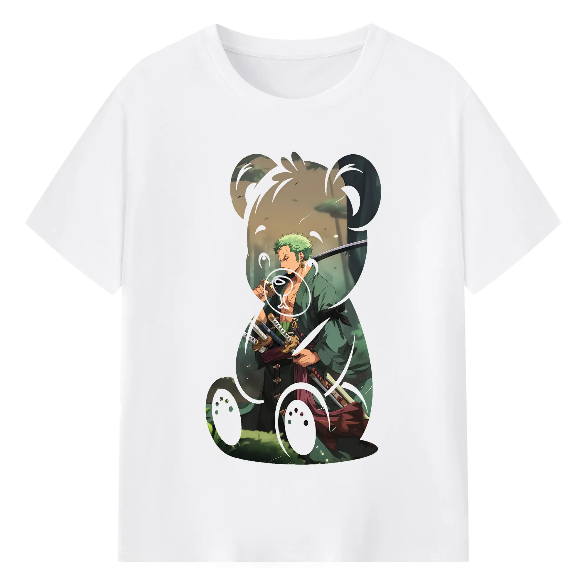 ワンピース グッズ ロロノア・ゾロ - 綿100％ 半袖Tシャツ ・ フロントプリント ・ 快適 通気性 ・ 日常使い 散歩 スポーツ用