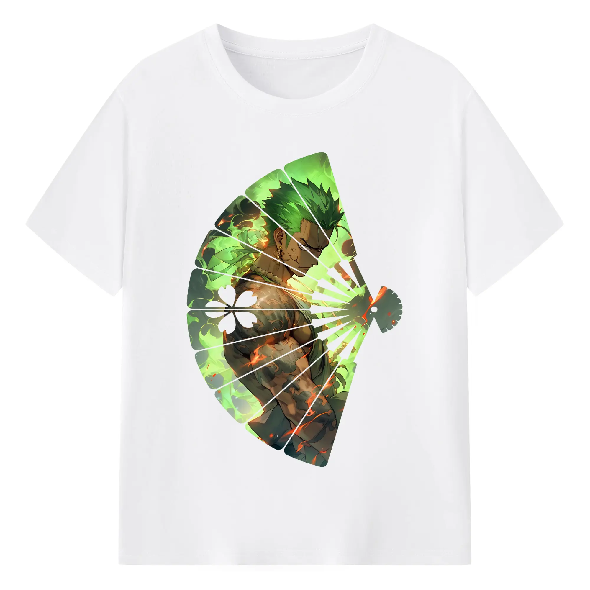 ワンピース グッズ ロロノア・ゾロ - 綿100％ 半袖Tシャツ ・ フロントプリント ・ 快適 通気性 ・ 日常使い 散歩 スポーツ用