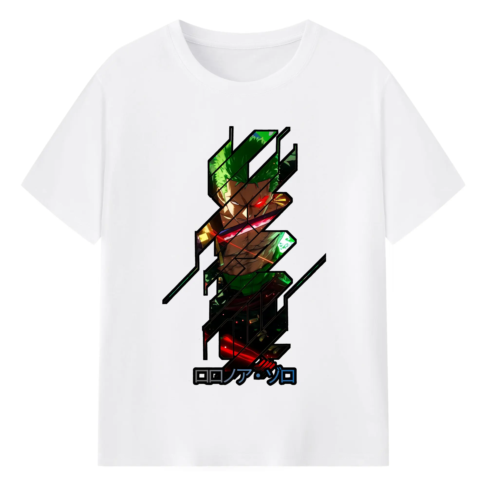 ワンピース グッズ ロロノア・ゾロ - 綿100％ 半袖Tシャツ ・ フロントプリント ・ 快適 通気性 ・ 日常使い 散歩 スポーツ用