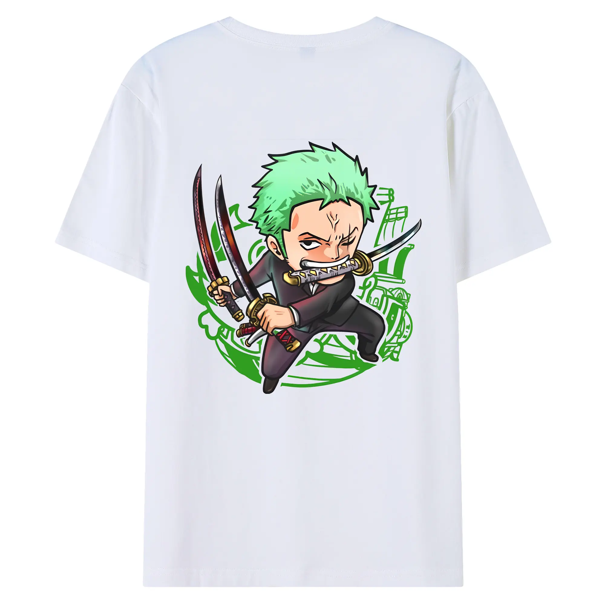 ワンピース グッズ ロロノア・ゾロ - 綿100％ 半袖Tシャツ ・ バックプリント ・ 快適 通気性 ・ 日常使い 散歩 スポーツ用