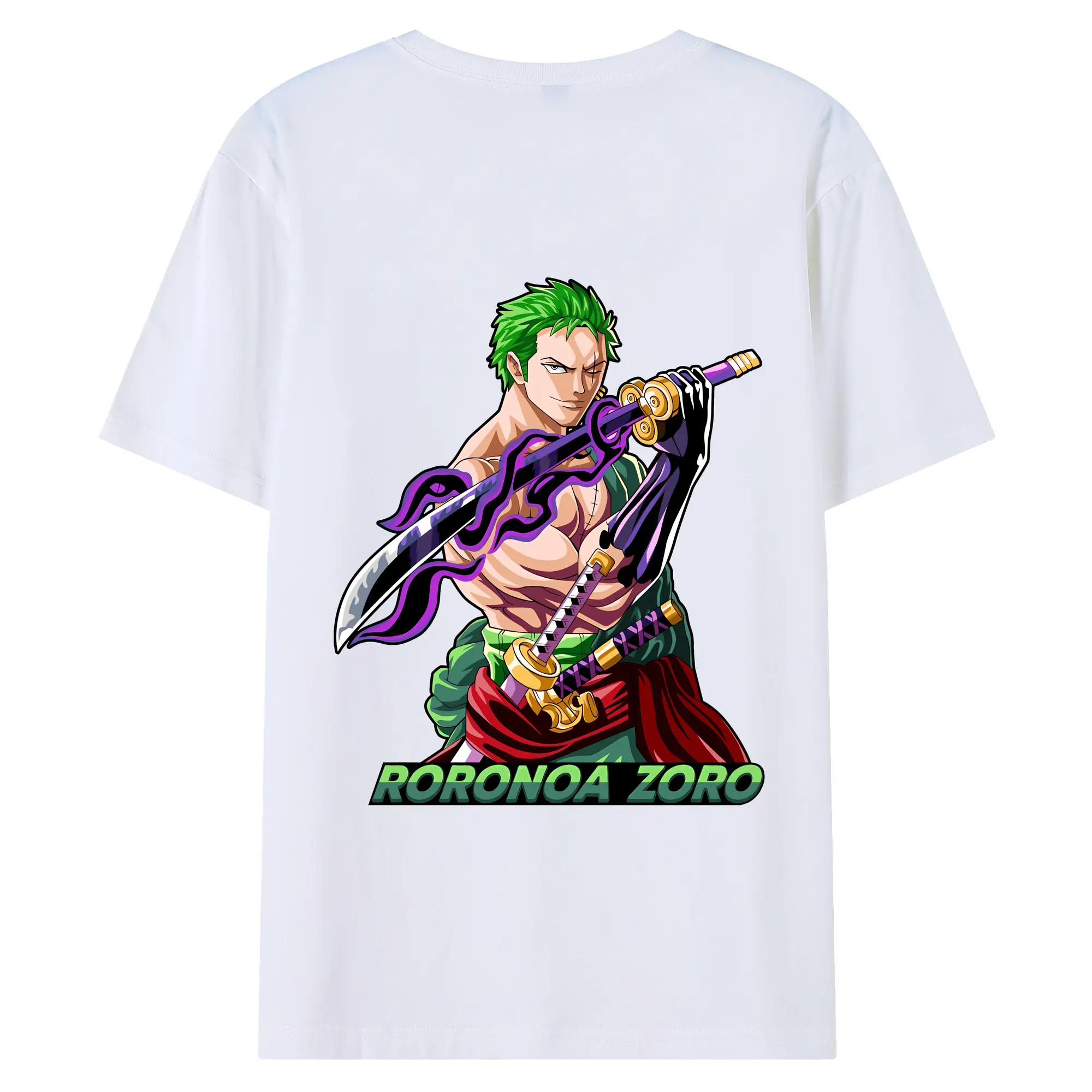 ワンピース グッズ ロロノア・ゾロ - 綿100％ 半袖Tシャツ ・ バックプリント ・ 快適 通気性 ・ 日常使い 散歩 スポーツ用