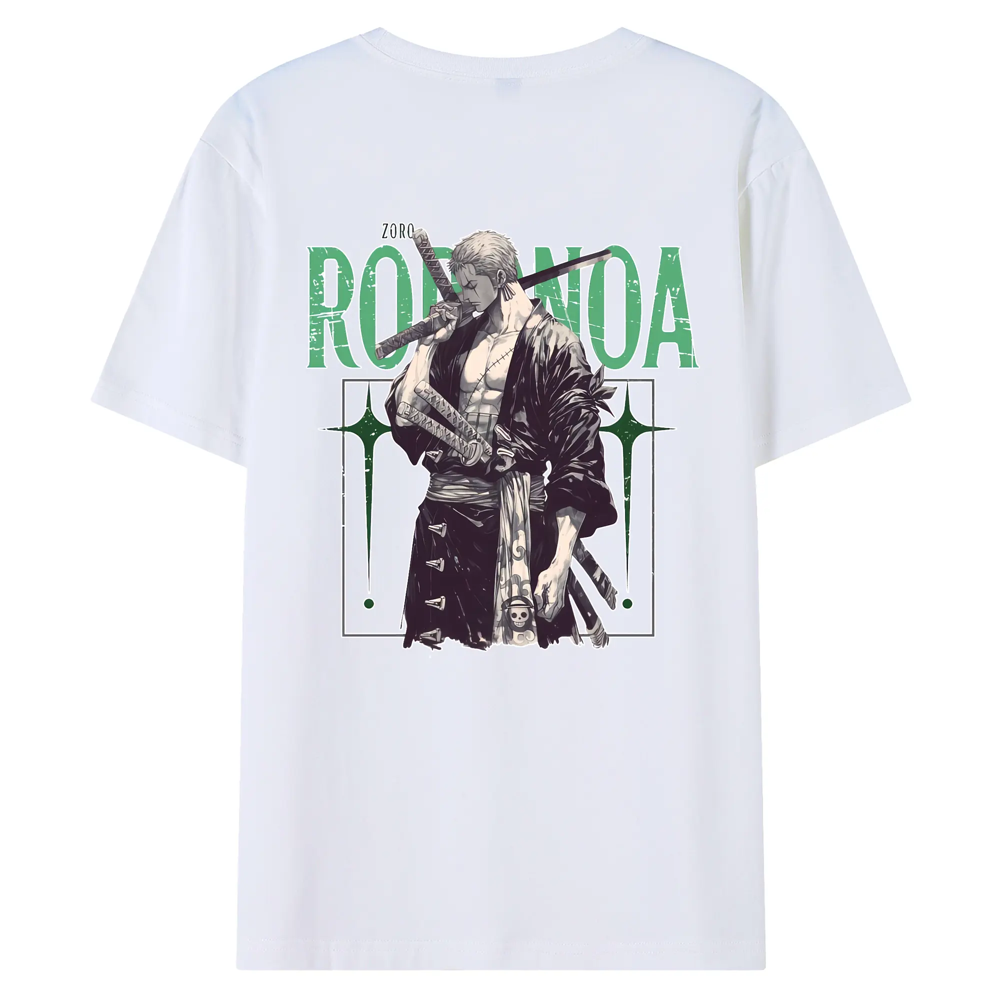 ワンピース グッズ ロロノア・ゾロ - 綿100％ 半袖Tシャツ ・ バックプリント ・ 快適 通気性 ・ 日常使い 散歩 スポーツ用