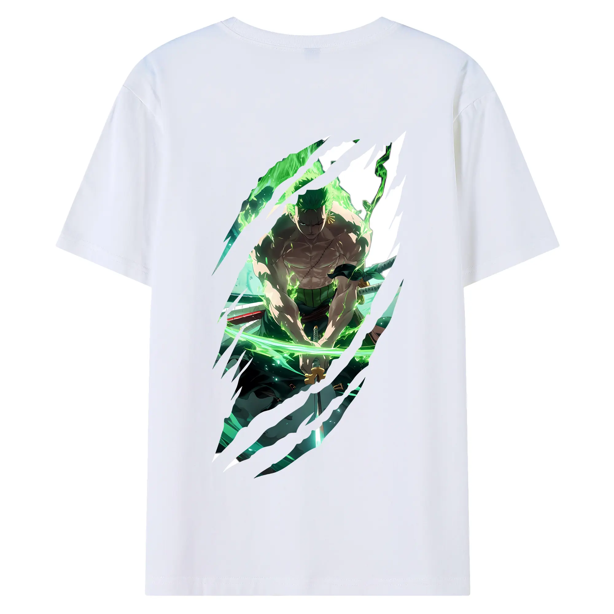 ワンピース グッズ ロロノア・ゾロ - 綿100％ 半袖Tシャツ ・ バックプリント ・ 快適 通気性 ・ 日常使い 散歩 スポーツ用