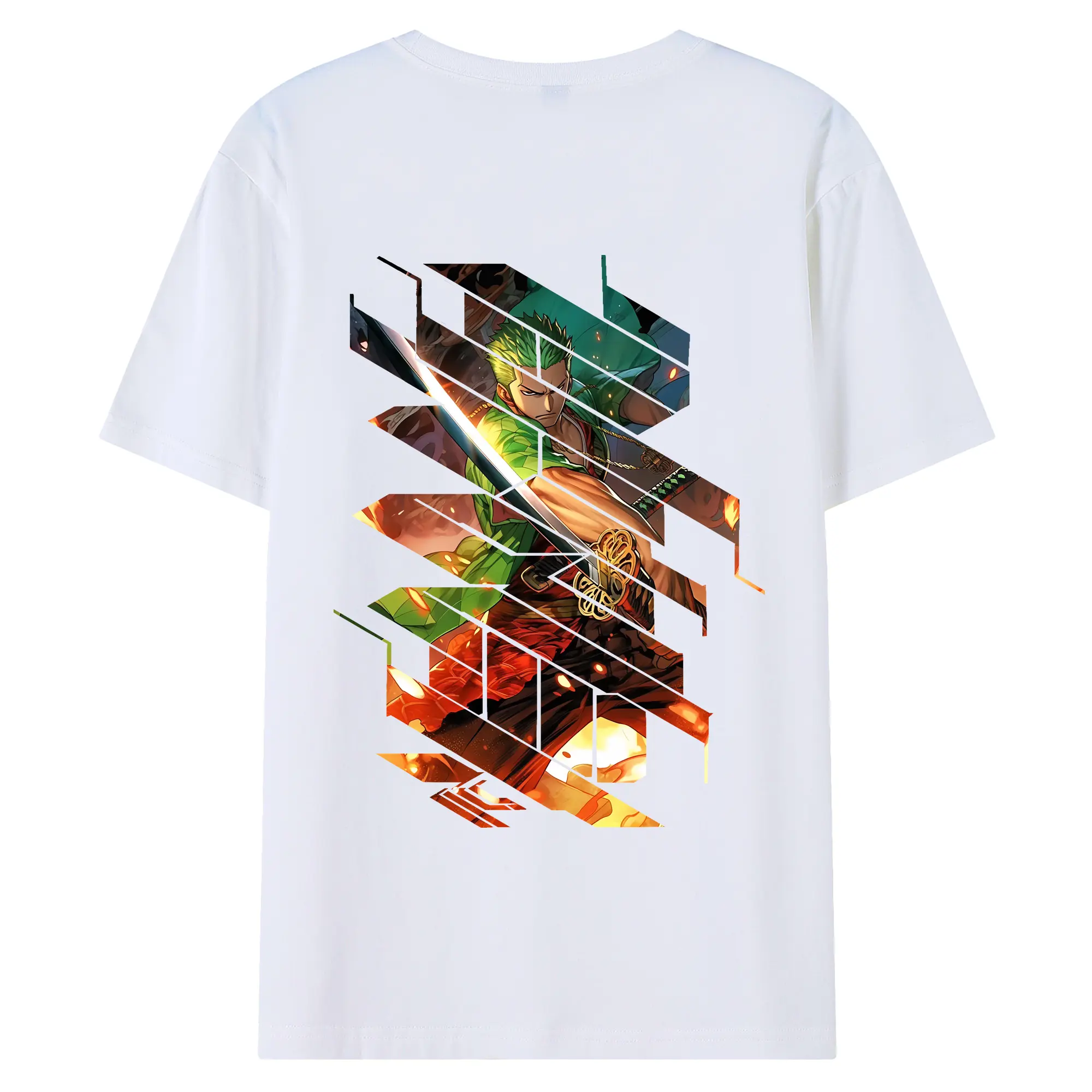 ワンピース グッズ ロロノア・ゾロ - 綿100％ 半袖Tシャツ ・ バックプリント ・ 快適 通気性 ・ 日常使い 散歩 スポーツ用