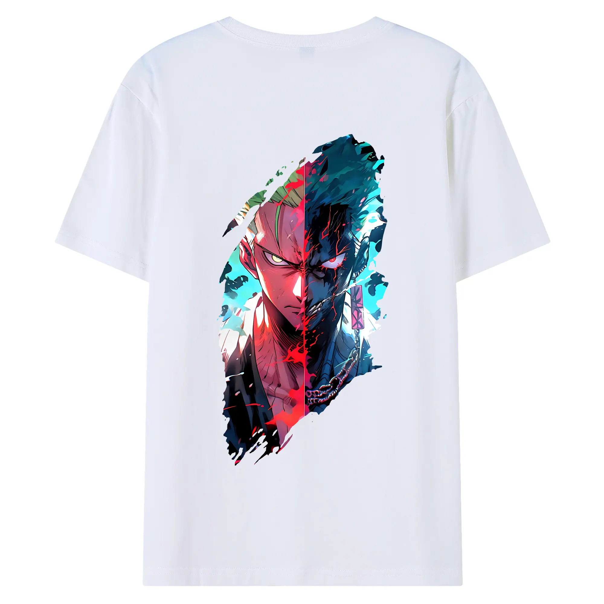 ワンピース グッズ ロロノア・ゾロ - 綿100％ 半袖Tシャツ ・ バックプリント ・ 快適 通気性 ・ 日常使い 散歩 スポーツ用