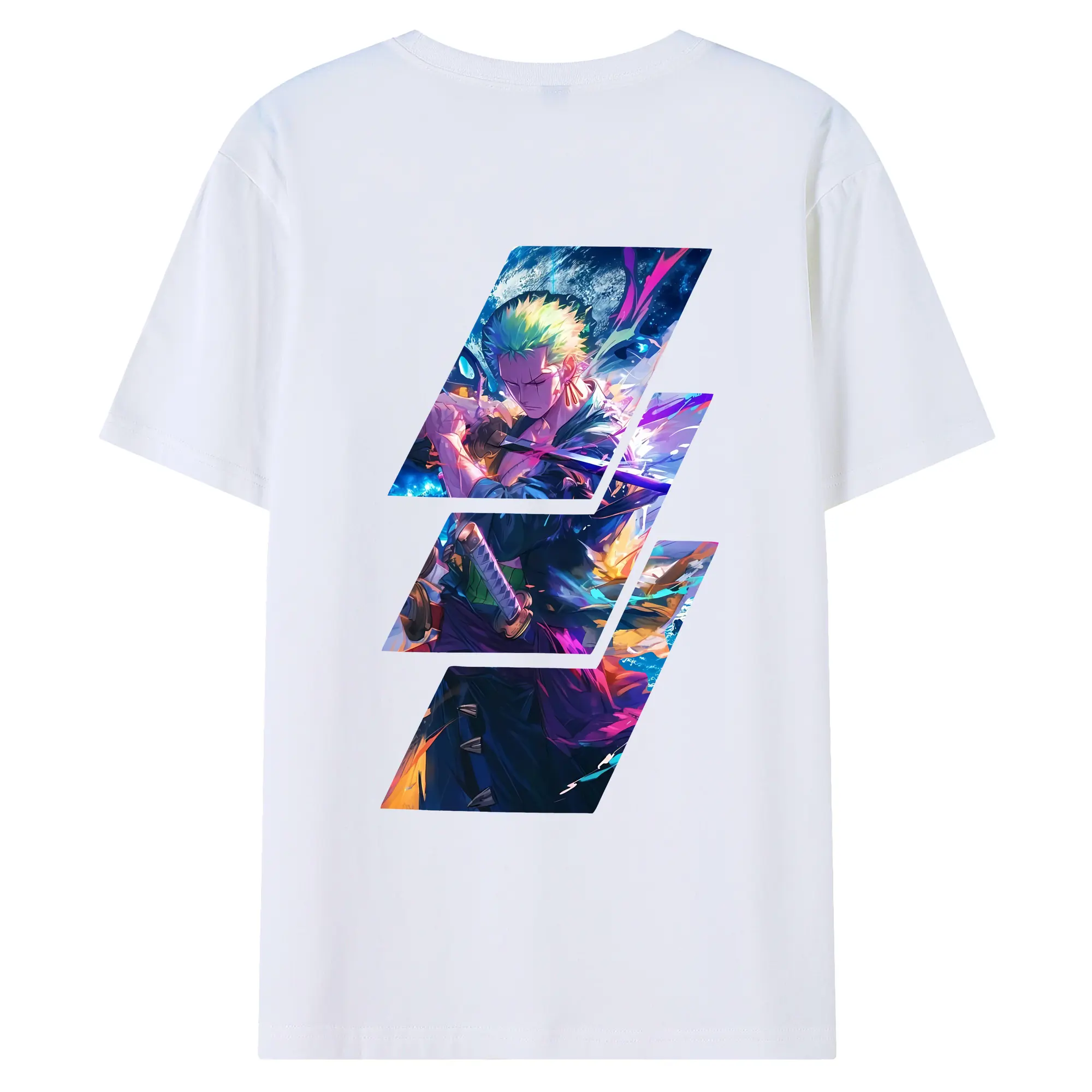 ワンピース グッズ ロロノア・ゾロ - 綿100％ 半袖Tシャツ ・ バックプリント ・ 快適 通気性 ・ 日常使い 散歩 スポーツ用