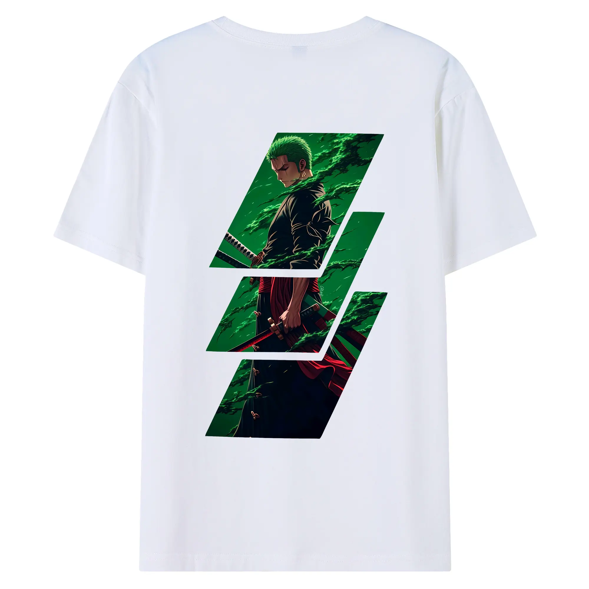 ワンピース グッズ ロロノア・ゾロ - 綿100％ 半袖Tシャツ ・ バックプリント ・ 快適 通気性 ・ 日常使い 散歩 スポーツ用