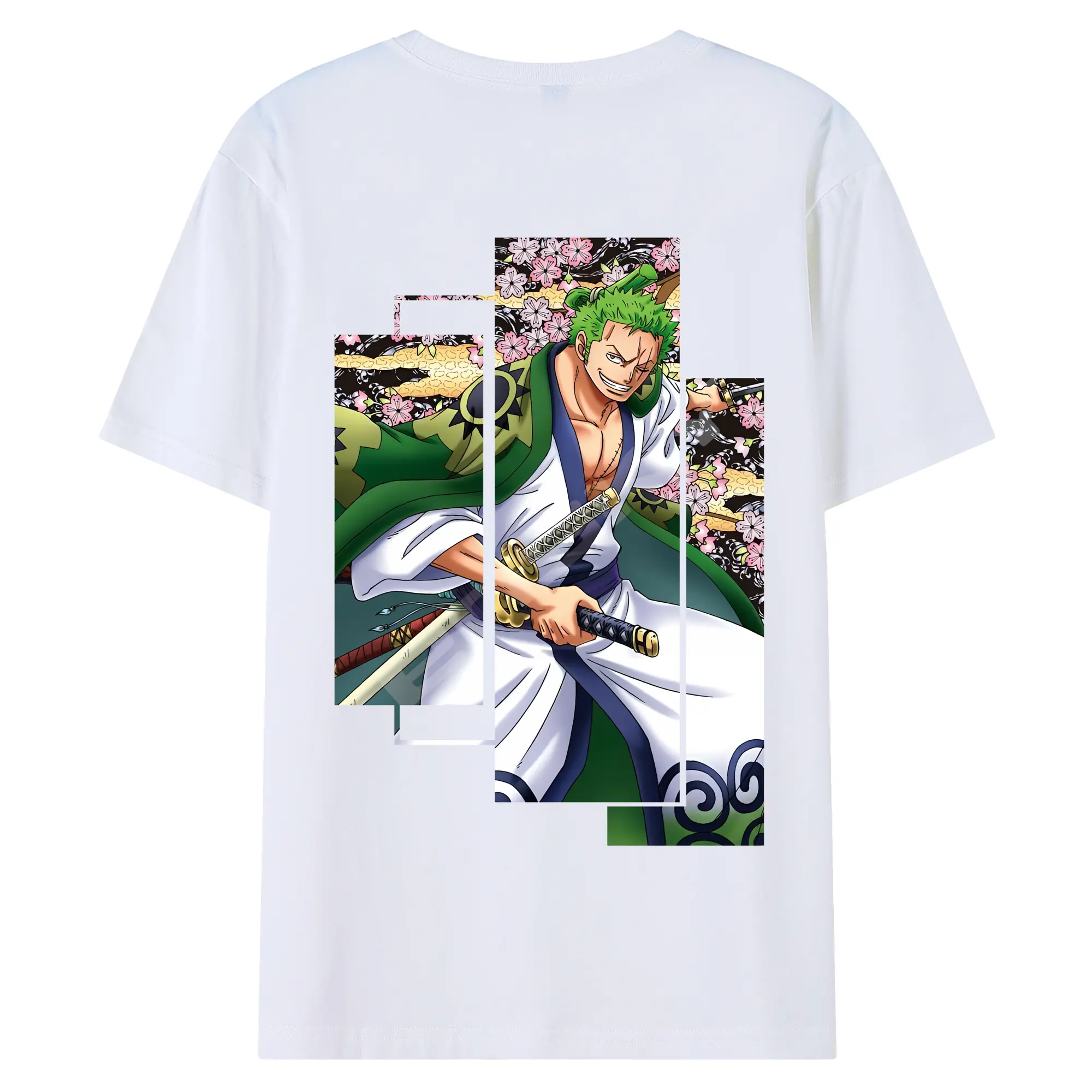 ワンピース グッズ ロロノア・ゾロ - 綿100％ 半袖Tシャツ ・ バックプリント ・ 快適 通気性 ・ 日常使い 散歩 スポーツ用