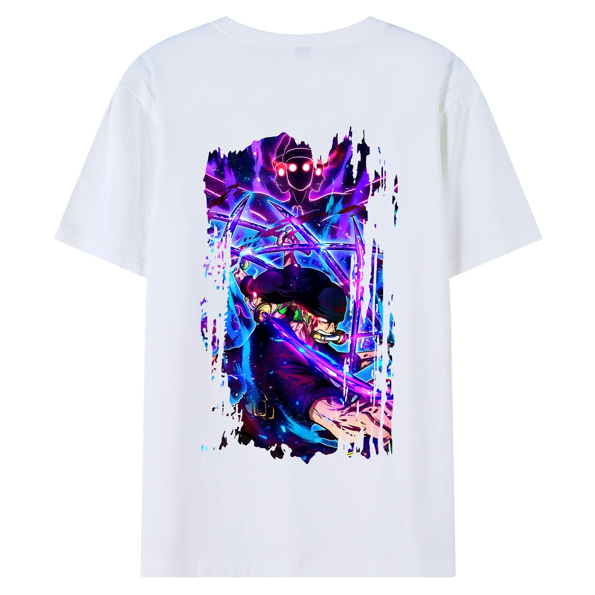 ワンピース グッズ ロロノア・ゾロ - 綿100％ 半袖Tシャツ ・ バックプリント ・ 快適 通気性 ・ 日常使い 散歩 スポーツ用