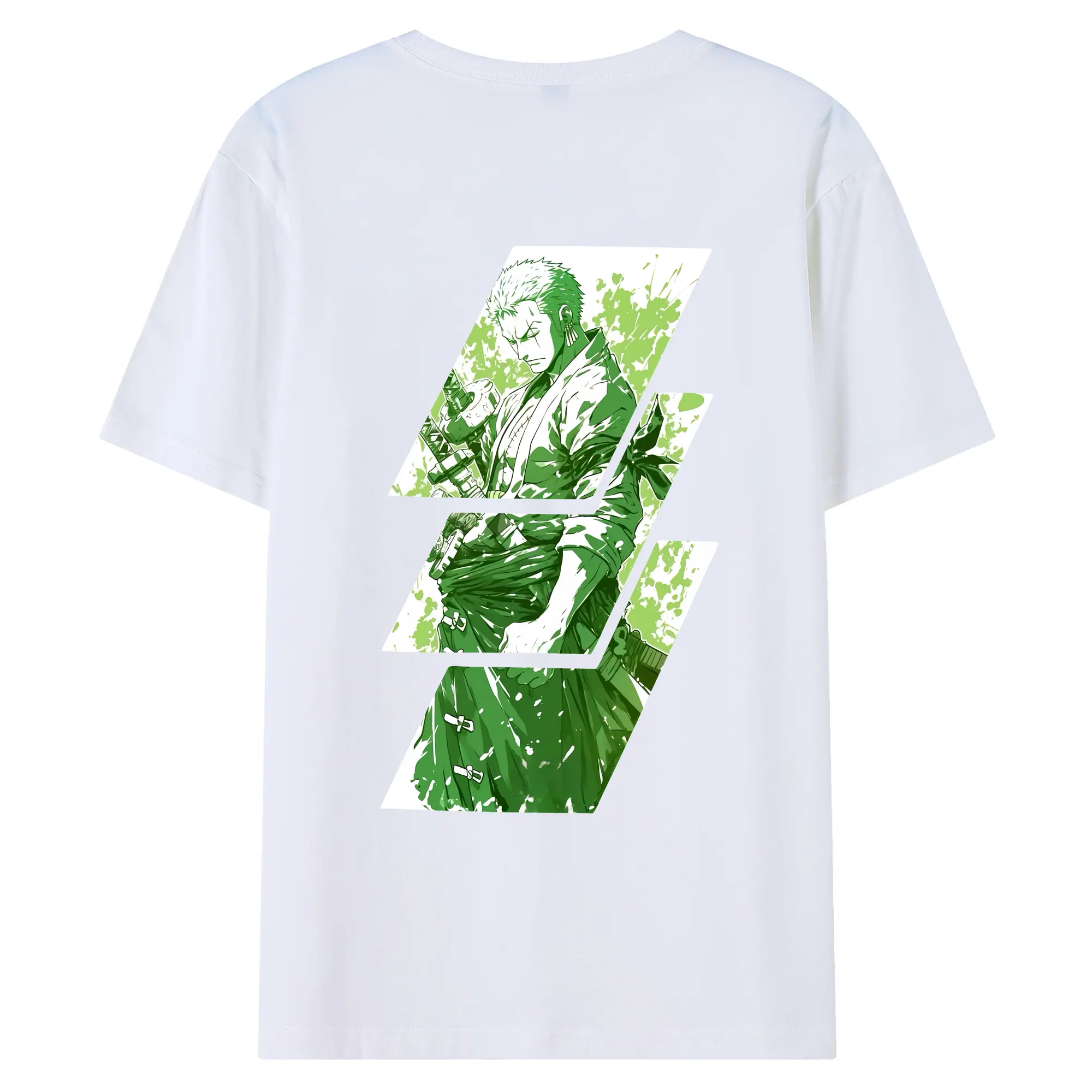 ワンピース グッズ ロロノア・ゾロ - 綿100％ 半袖Tシャツ ・ バックプリント ・ 快適 通気性 ・ 日常使い 散歩 スポーツ用