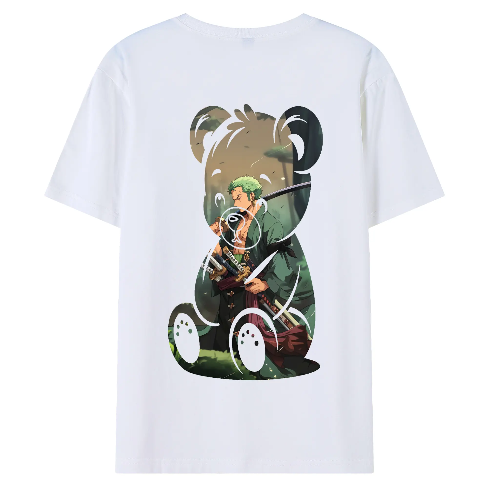 ワンピース グッズ ロロノア・ゾロ - 綿100％ 半袖Tシャツ ・ バックプリント ・ 快適 通気性 ・ 日常使い 散歩 スポーツ用