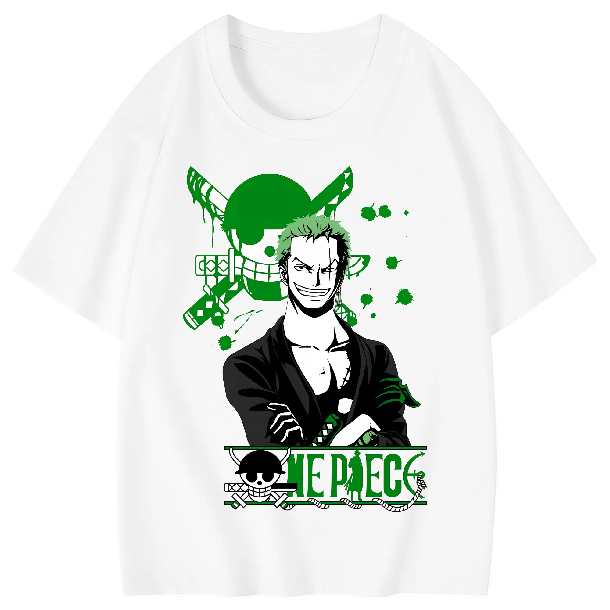 ワンピース グッズ ロロノア・ゾロ - 綿100％ キッズTシャツ ・ フロントプリント ・ 快適 通気性 ・ スポーツ カジュアル 散歩用