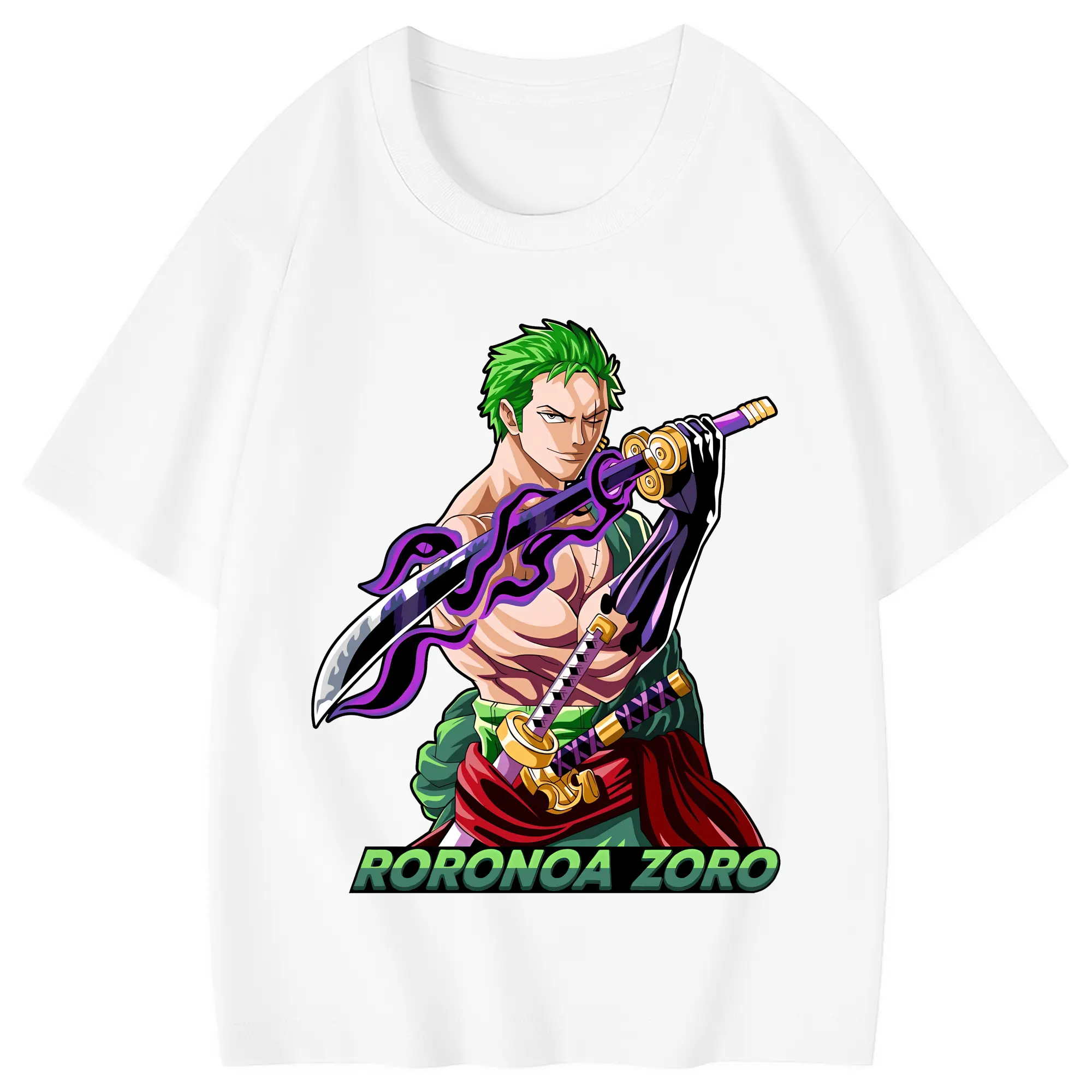 ワンピース グッズ ロロノア・ゾロ - 綿100％ キッズTシャツ ・ フロントプリント ・ 快適 通気性 ・ スポーツ カジュアル 散歩用