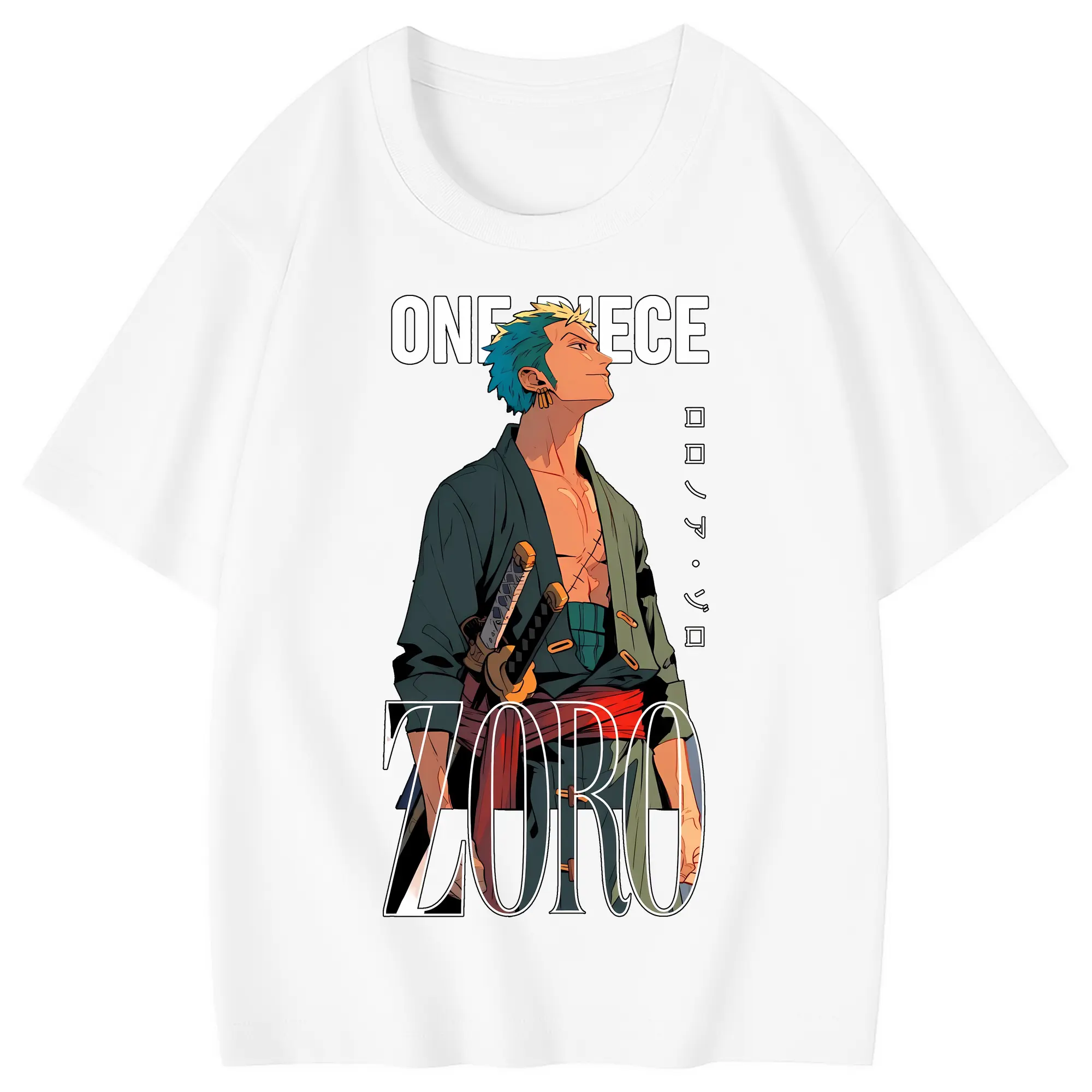 ワンピース グッズ ロロノア・ゾロ - 綿100％ キッズTシャツ ・ フロントプリント ・ 快適 通気性 ・ スポーツ カジュアル 散歩用