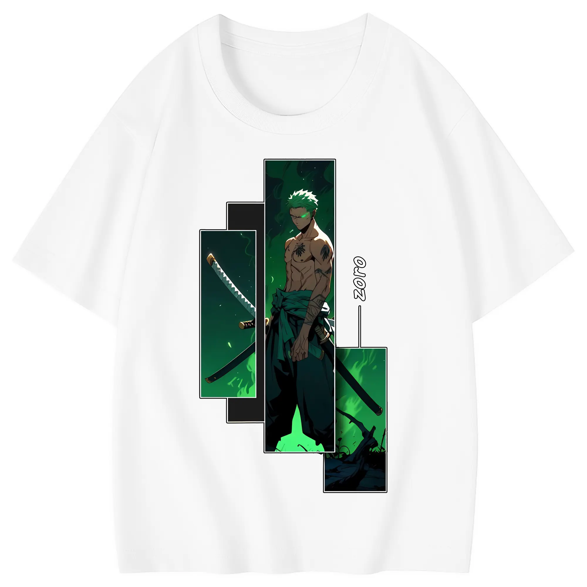 ワンピース グッズ ロロノア・ゾロ - 綿100％ キッズTシャツ ・ フロントプリント ・ 快適 通気性 ・ スポーツ カジュアル 散歩用