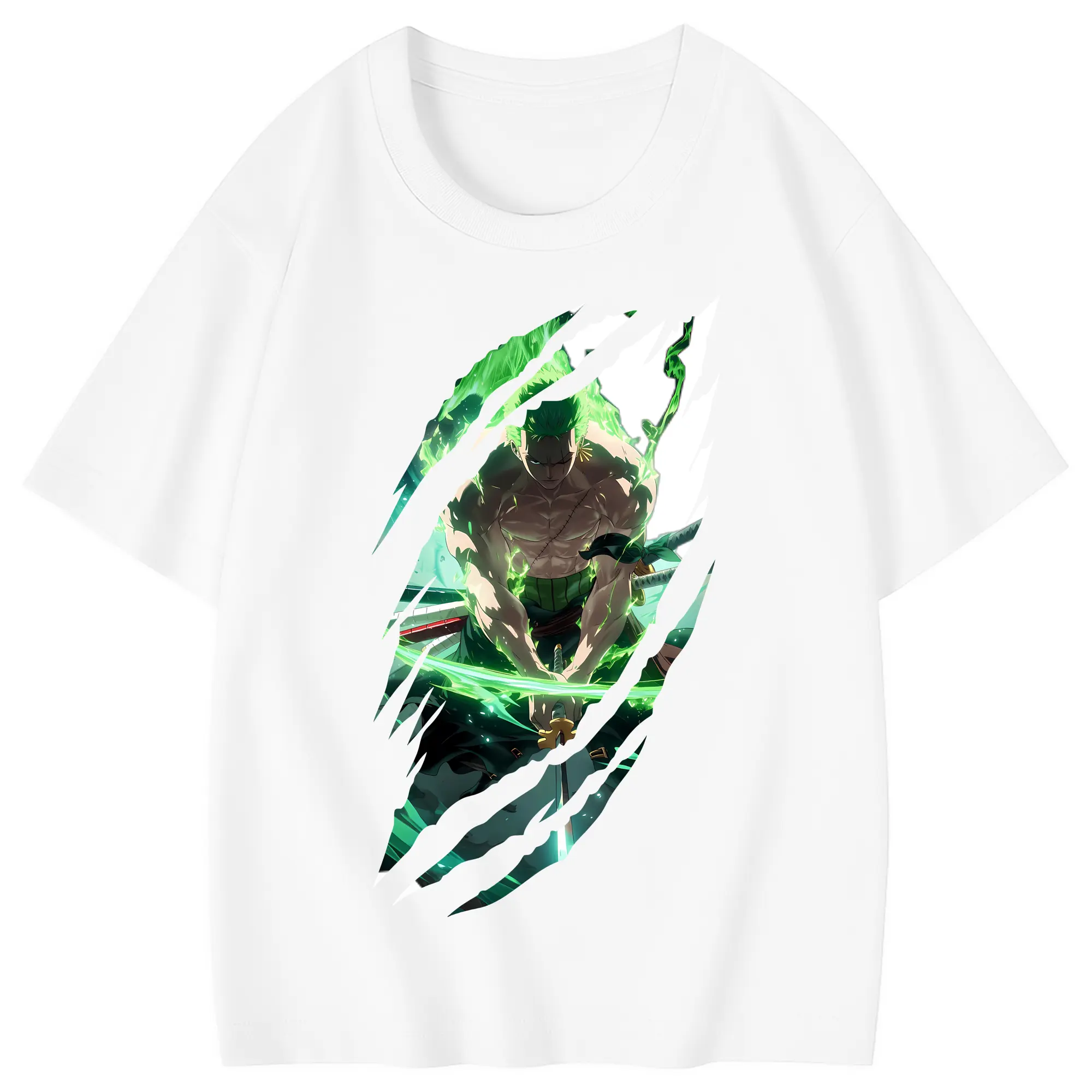 ワンピース グッズ ロロノア・ゾロ - 綿100％ キッズTシャツ ・ フロントプリント ・ 快適 通気性 ・ スポーツ カジュアル 散歩用