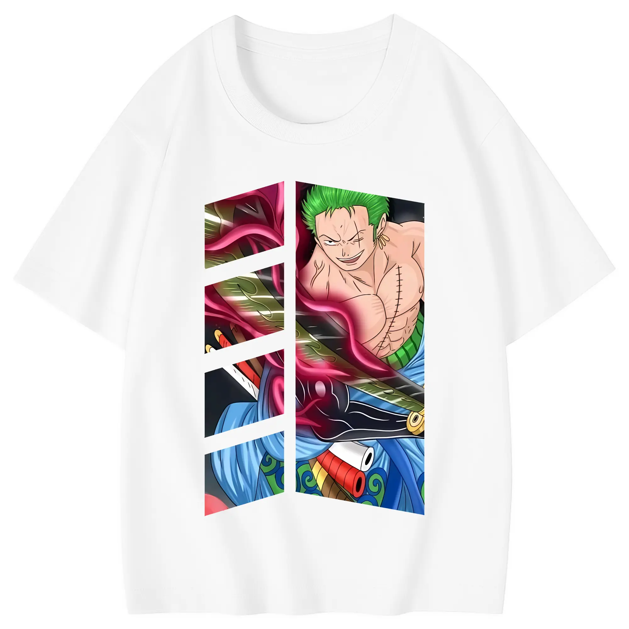 ワンピース グッズ ロロノア・ゾロ - 綿100％ キッズTシャツ ・ フロントプリント ・ 快適 通気性 ・ スポーツ カジュアル 散歩用