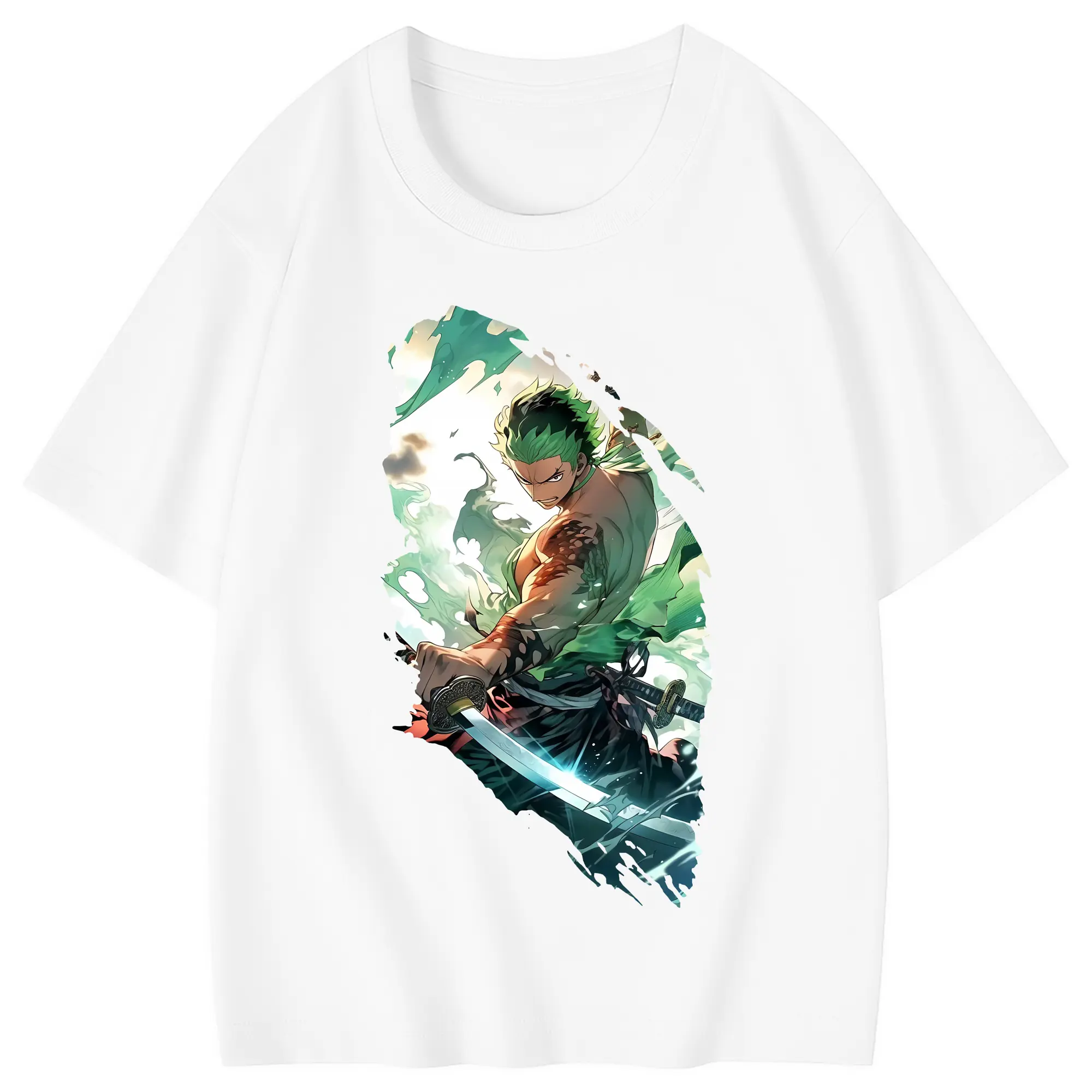 ワンピース グッズ ロロノア・ゾロ - 綿100％ キッズTシャツ ・ フロントプリント ・ 快適 通気性 ・ スポーツ カジュアル 散歩用