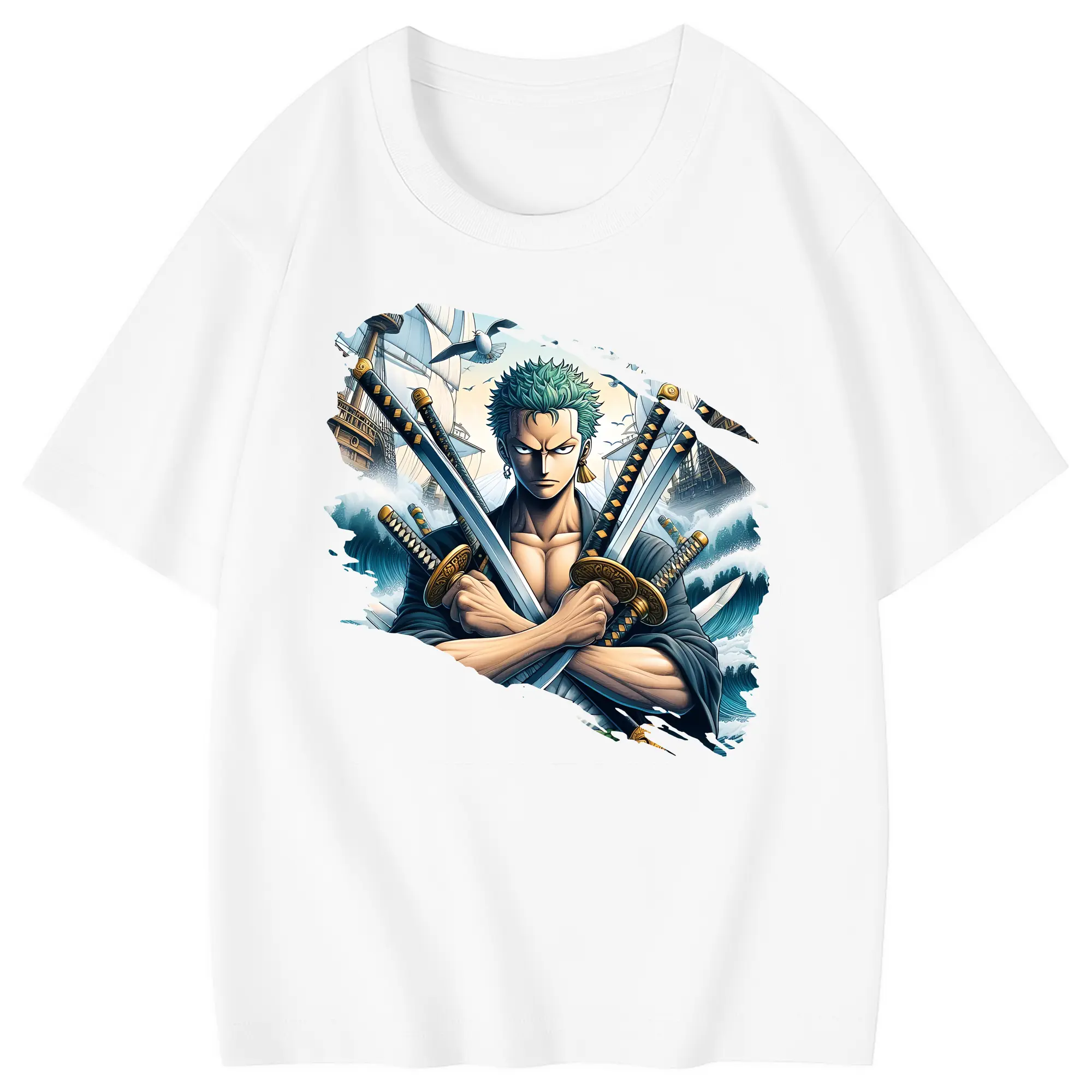 ワンピース グッズ ロロノア・ゾロ - 綿100％ キッズTシャツ ・ フロントプリント ・ 快適 通気性 ・ スポーツ カジュアル 散歩用