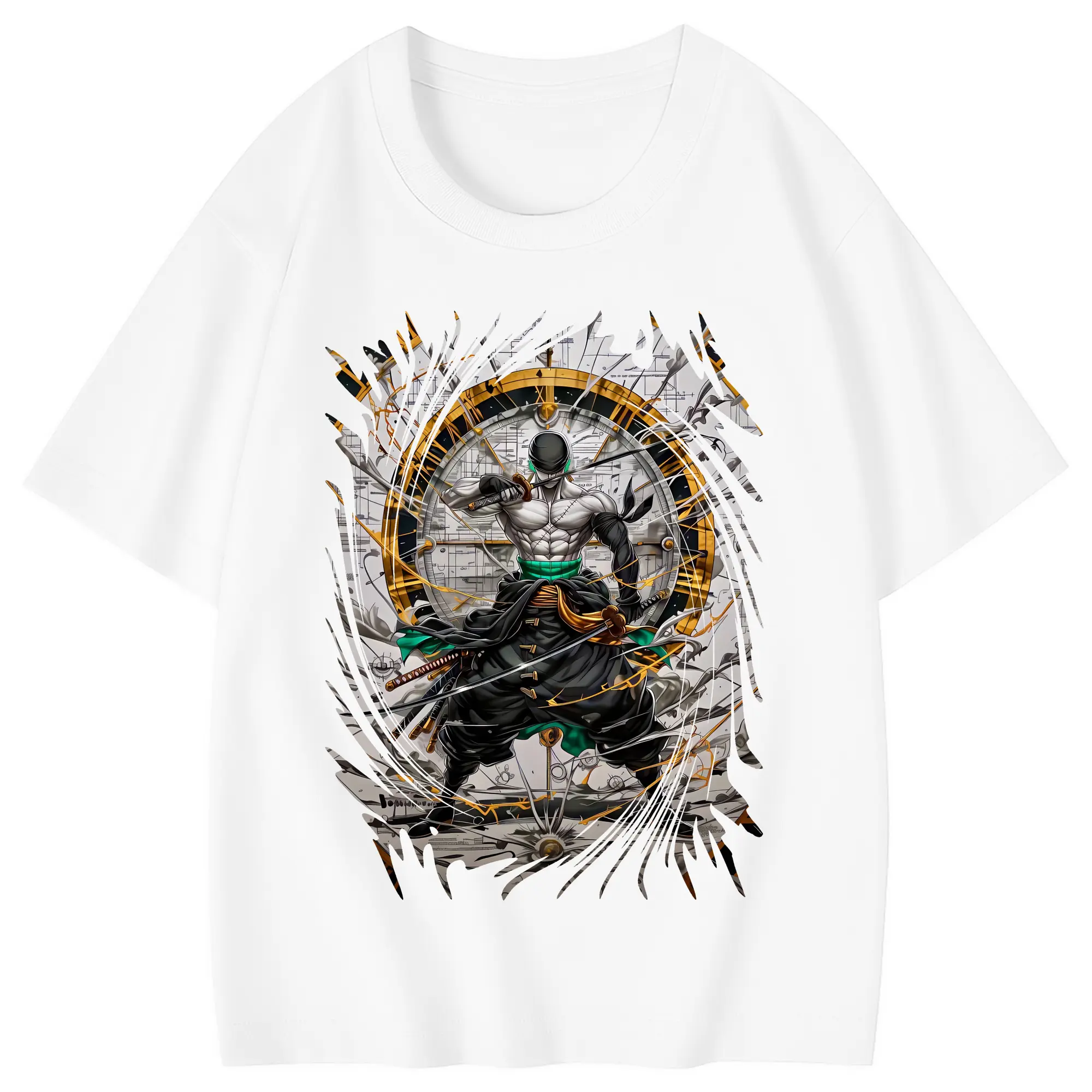 ワンピース グッズ ロロノア・ゾロ - 綿100％ キッズTシャツ ・ フロントプリント ・ 快適 通気性 ・ スポーツ カジュアル 散歩用