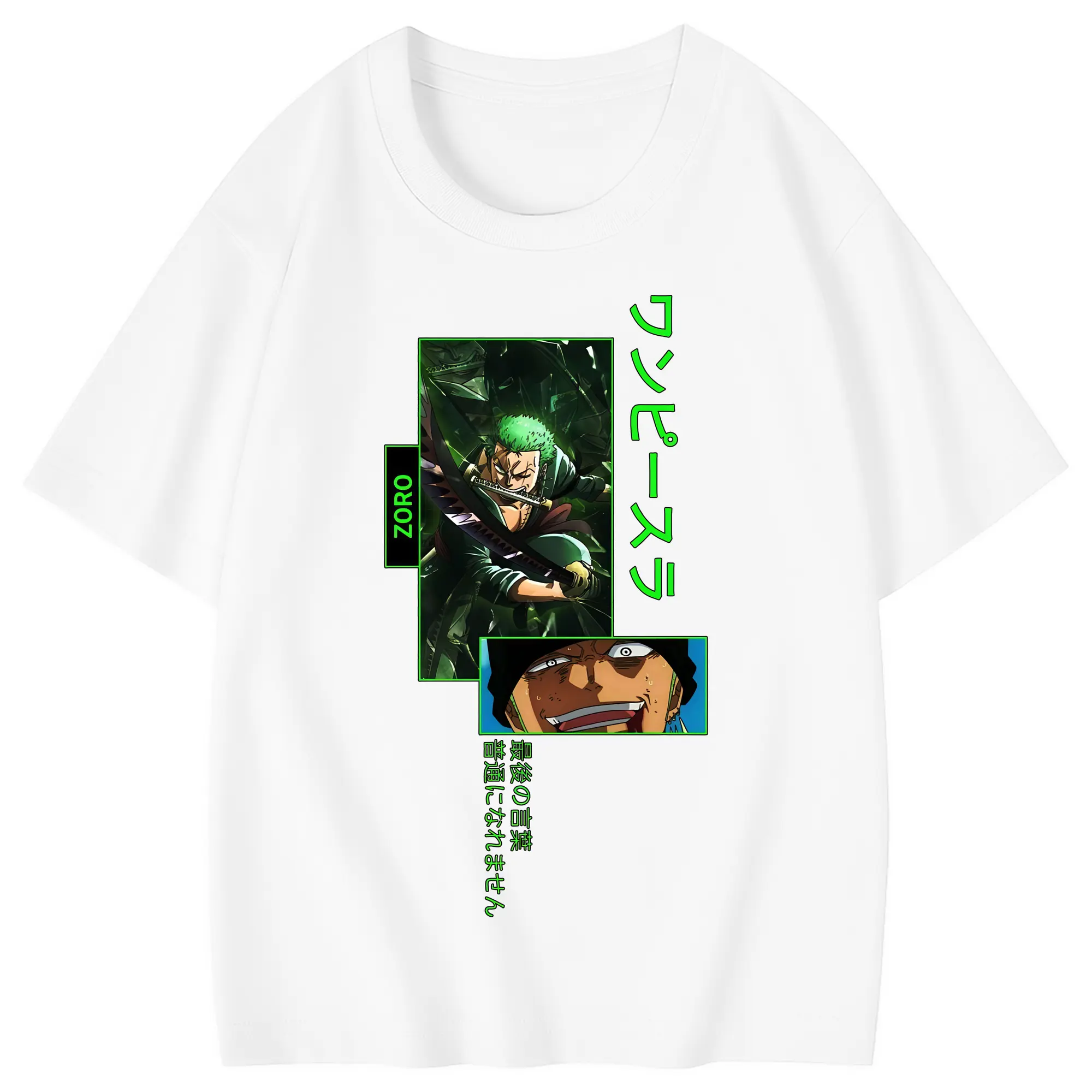 ワンピース グッズ ロロノア・ゾロ - 綿100％ キッズTシャツ ・ フロントプリント ・ 快適 通気性 ・ スポーツ カジュアル 散歩用