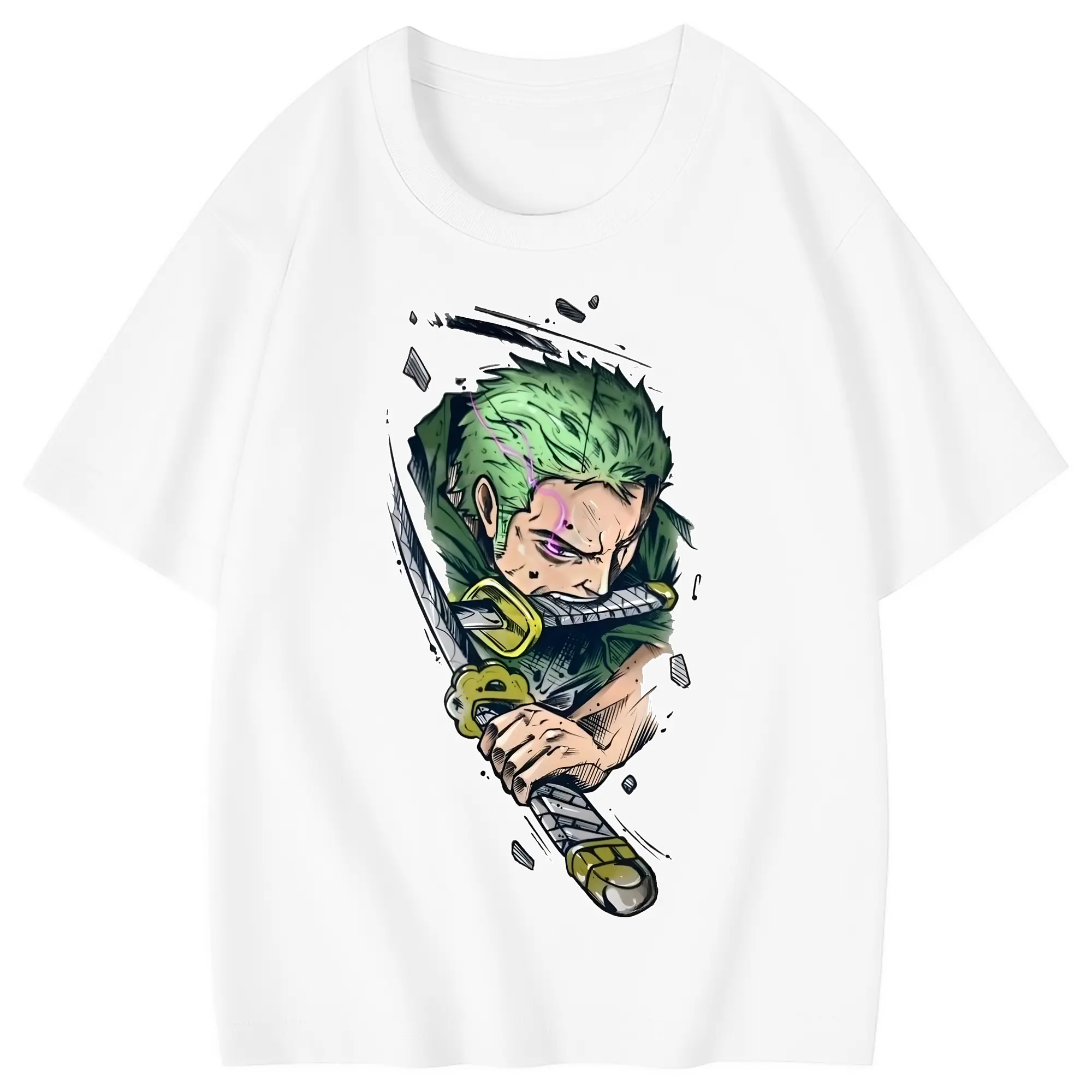 ワンピース グッズ ロロノア・ゾロ - 綿100％ キッズTシャツ ・ フロントプリント ・ 快適 通気性 ・ スポーツ カジュアル 散歩用