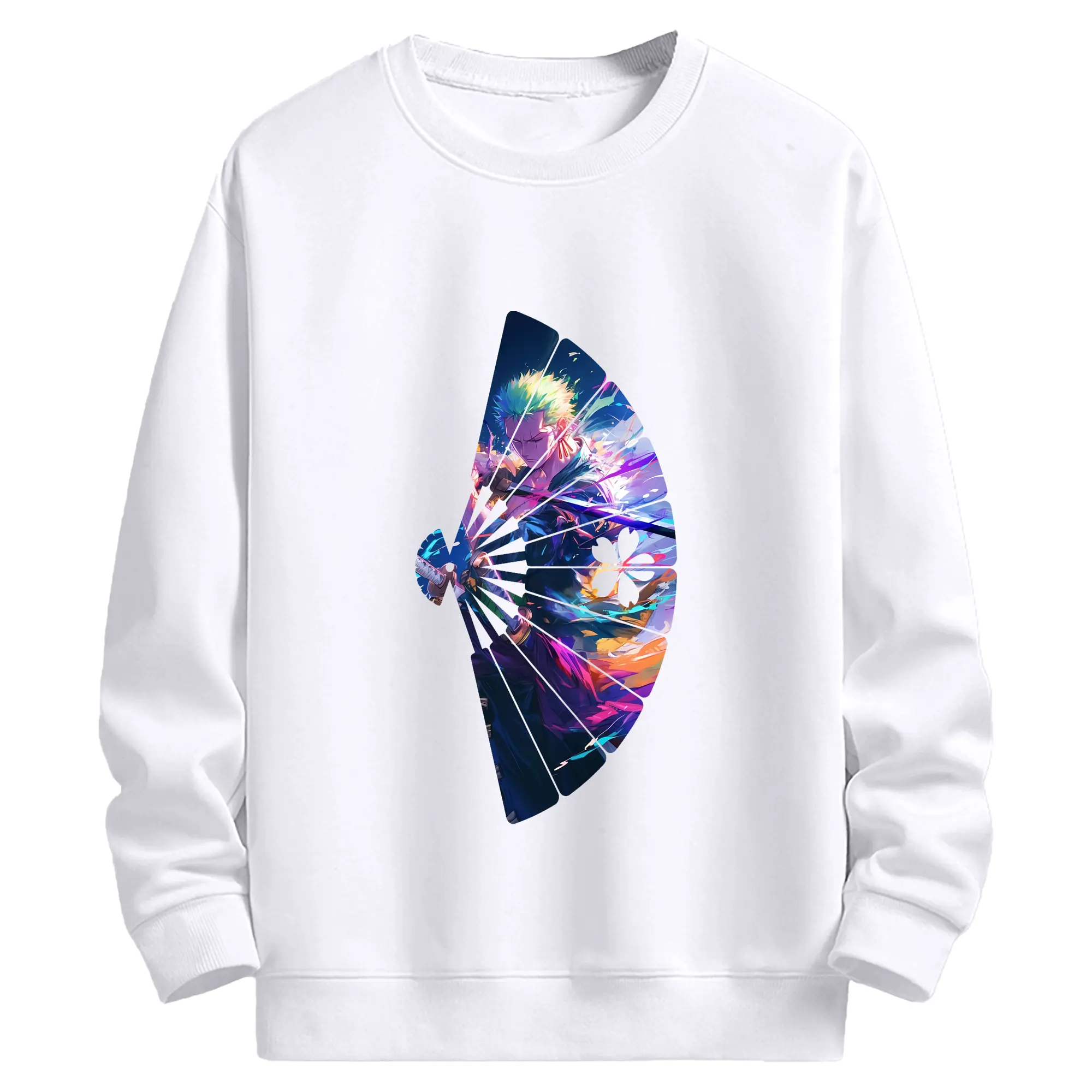 ワンピース グッズ ロロノア・ゾロ - 高品質 クルーネック スウェット ・ コットン59％ ポリエステル41％ ・ ユニセックス 長袖 トレーナー ・ カジュアル デイリー スポーツ 散歩用