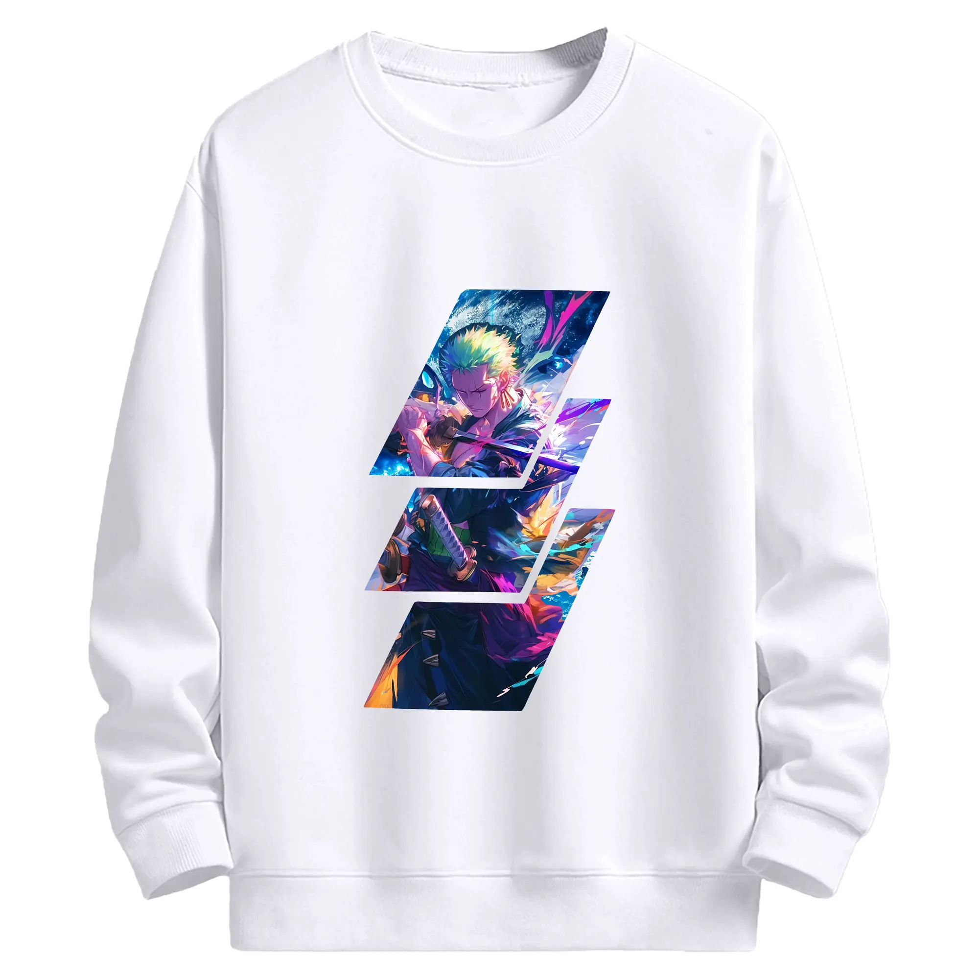 ワンピース グッズ ロロノア・ゾロ - 高品質 クルーネック スウェット ・ コットン59％ ポリエステル41％ ・ ユニセックス 長袖 トレーナー ・ カジュアル デイリー スポーツ 散歩用