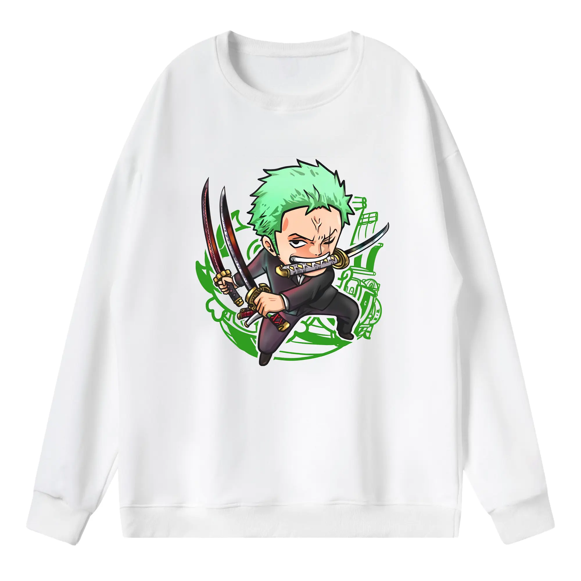 ワンピース グッズ ロロノア・ゾロ - 薄手 クルーネック スウェット 裏毛260g · ポリエステル 春秋向け カジュアル 男女兼用 · トレーナー デイリー スポーツ 散歩に最適