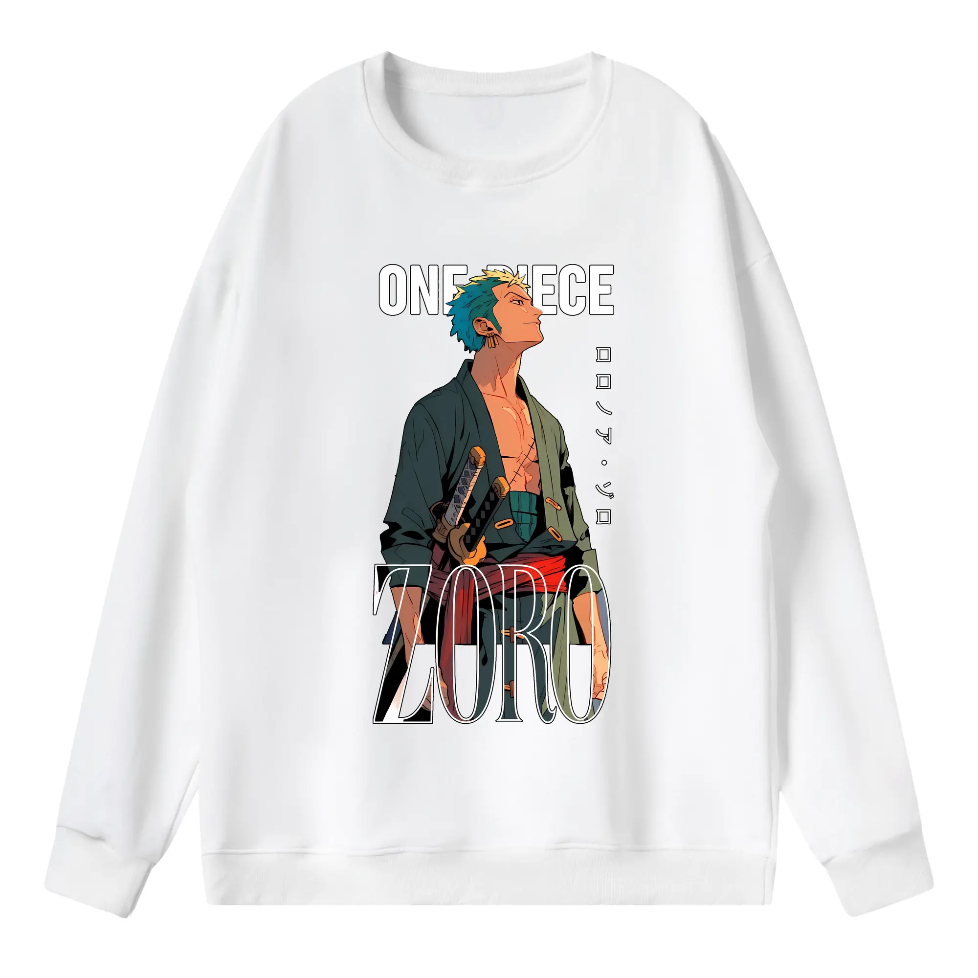 ワンピース グッズ ロロノア・ゾロ - 薄手 クルーネック スウェット 裏毛260g · ポリエステル 春秋向け カジュアル 男女兼用 · トレーナー デイリー スポーツ 散歩に最適