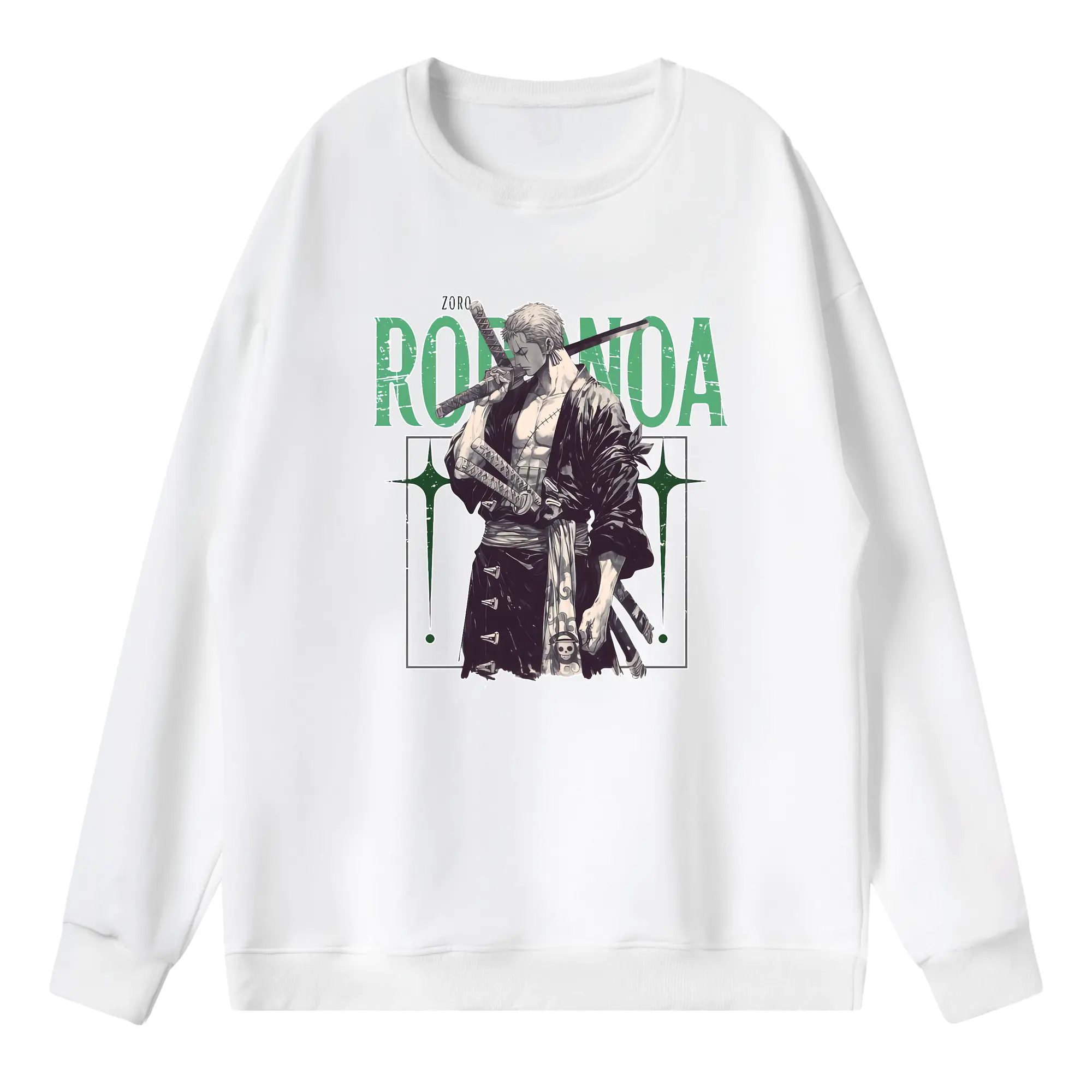 ワンピース グッズ ロロノア・ゾロ - 薄手 クルーネック スウェット 裏毛260g · ポリエステル 春秋向け カジュアル 男女兼用 · トレーナー デイリー スポーツ 散歩に最適