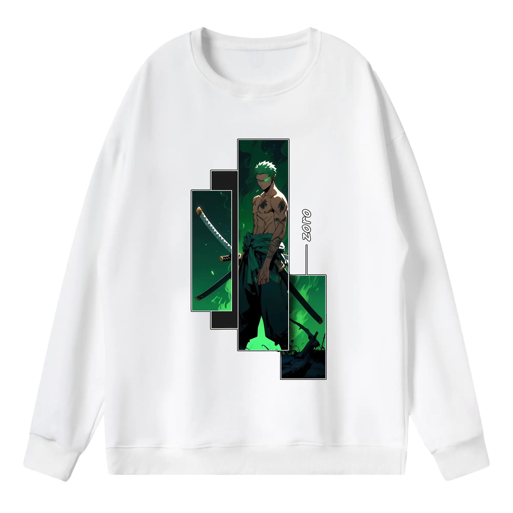 ワンピース グッズ ロロノア・ゾロ - 薄手 クルーネック スウェット 裏毛260g · ポリエステル 春秋向け カジュアル 男女兼用 · トレーナー デイリー スポーツ 散歩に最適