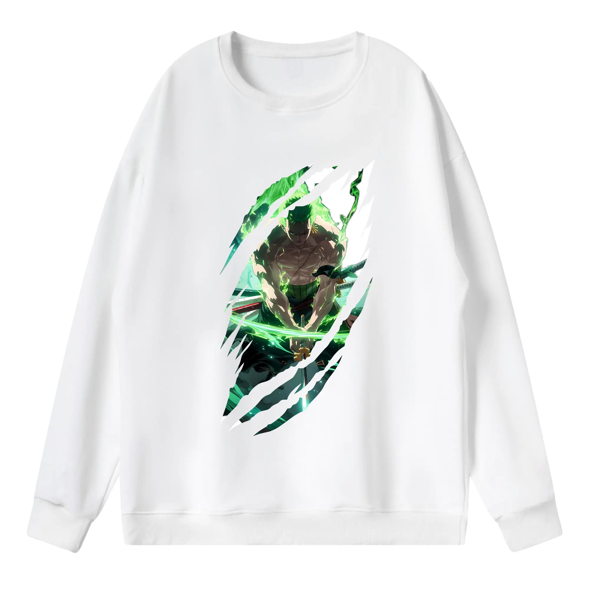 ワンピース グッズ ロロノア・ゾロ - 薄手 クルーネック スウェット 裏毛260g · ポリエステル 春秋向け カジュアル 男女兼用 · トレーナー デイリー スポーツ 散歩に最適