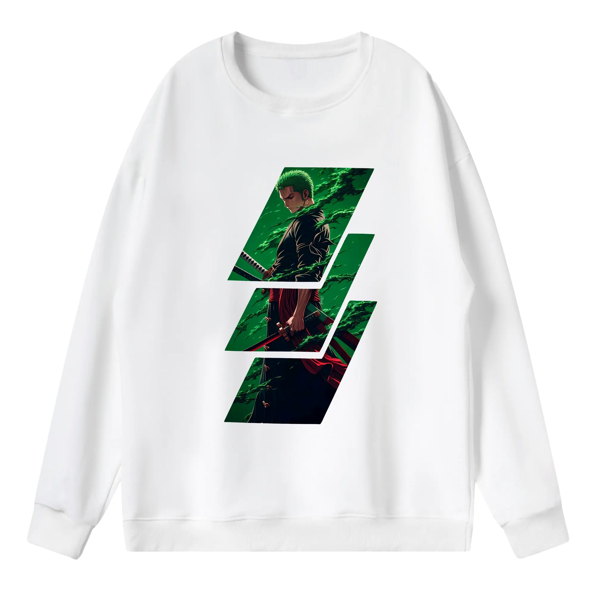 ワンピース グッズ ロロノア・ゾロ - 薄手 クルーネック スウェット 裏毛260g · ポリエステル 春秋向け カジュアル 男女兼用 · トレーナー デイリー スポーツ 散歩に最適