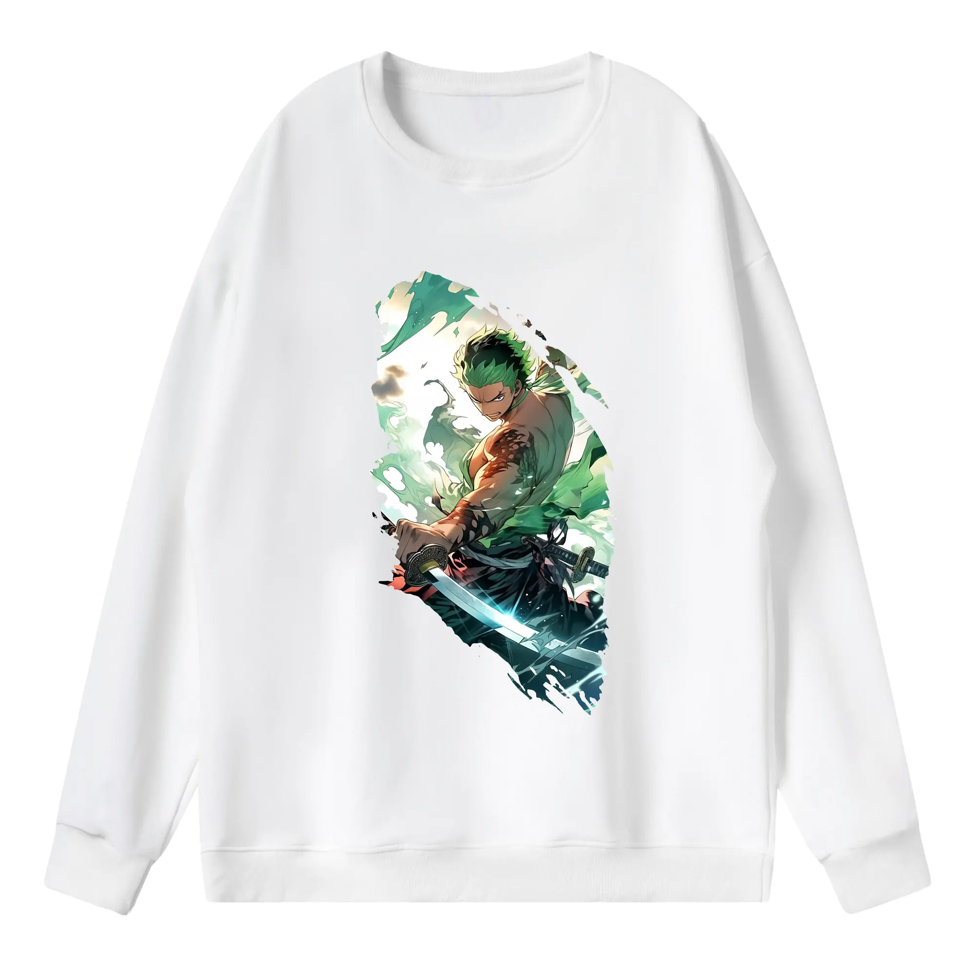 ワンピース グッズ ロロノア・ゾロ - 薄手 クルーネック スウェット 裏毛260g · ポリエステル 春秋向け カジュアル 男女兼用 · トレーナー デイリー スポーツ 散歩に最適