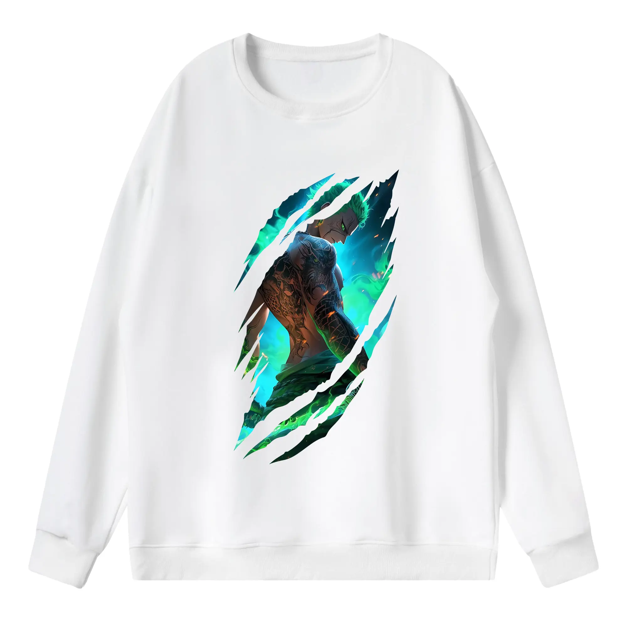 ワンピース グッズ ロロノア・ゾロ - 薄手 クルーネック スウェット 裏毛260g · ポリエステル 春秋向け カジュアル 男女兼用 · トレーナー デイリー スポーツ 散歩に最適