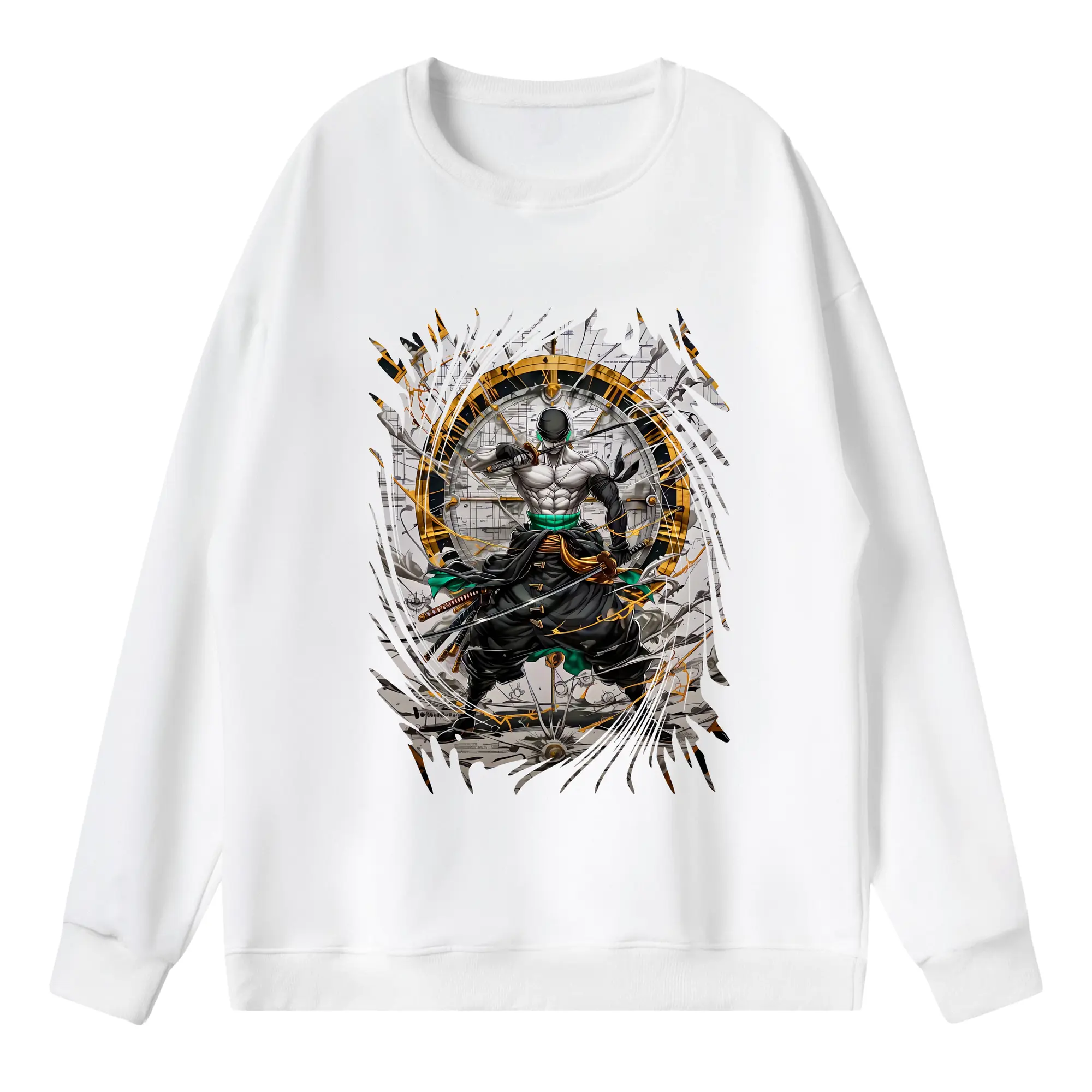 ワンピース グッズ ロロノア・ゾロ - 薄手 クルーネック スウェット 裏毛260g · ポリエステル 春秋向け カジュアル 男女兼用 · トレーナー デイリー スポーツ 散歩に最適