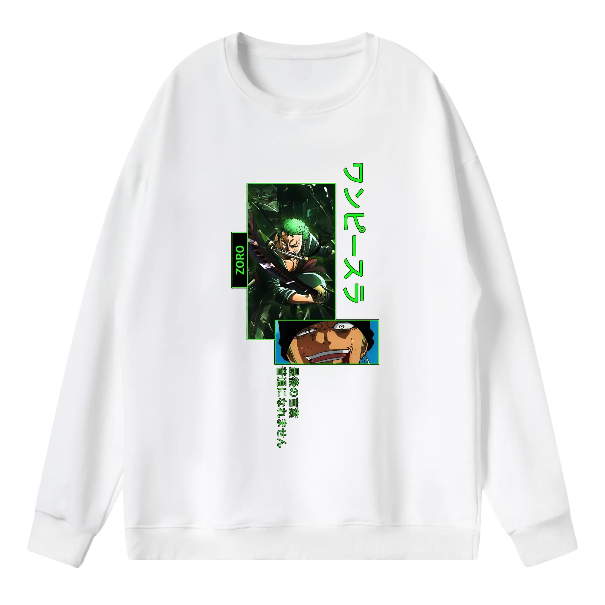 ワンピース グッズ ロロノア・ゾロ - 薄手 クルーネック スウェット 裏毛260g · ポリエステル 春秋向け カジュアル 男女兼用 · トレーナー デイリー スポーツ 散歩に最適