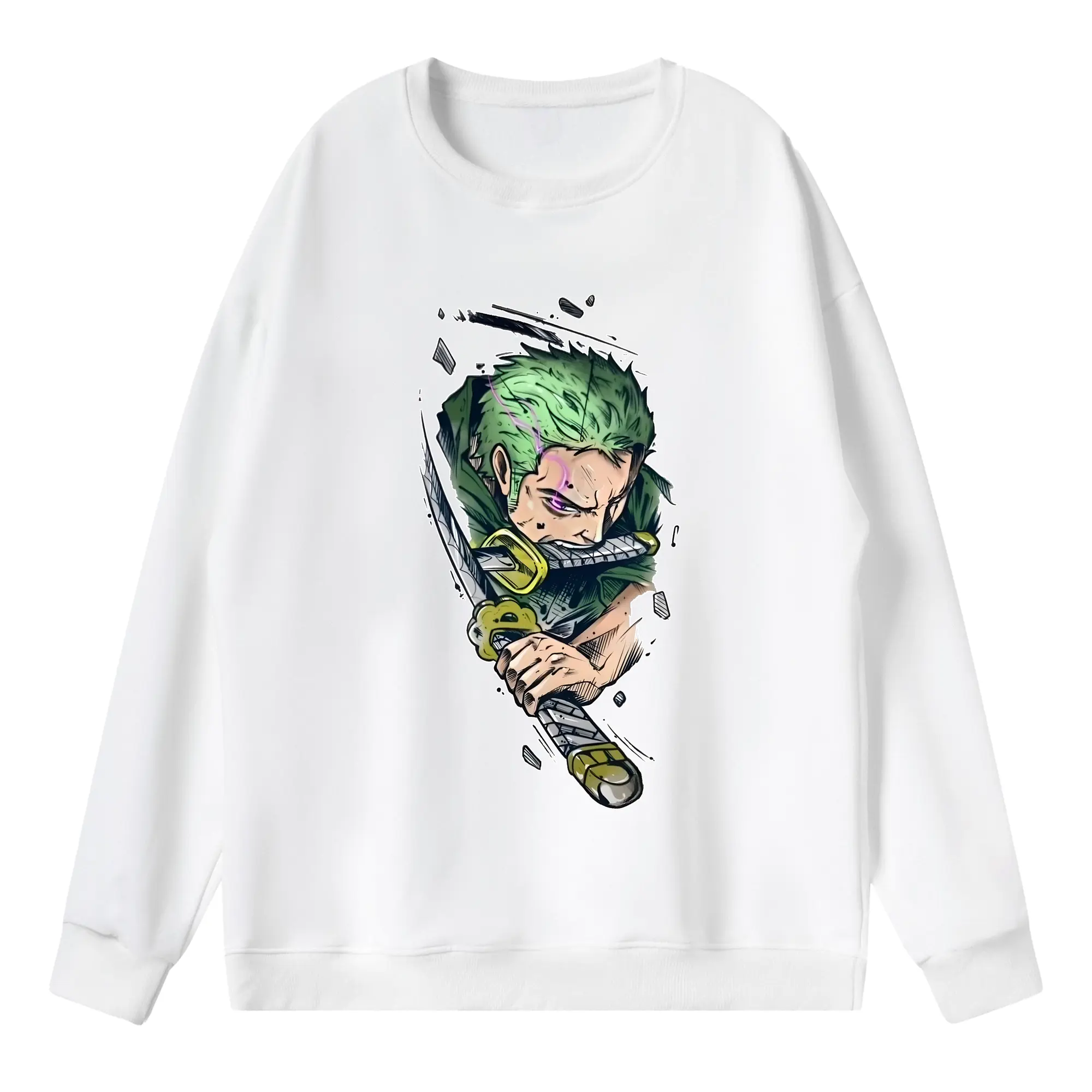 ワンピース グッズ ロロノア・ゾロ - 薄手 クルーネック スウェット 裏毛260g · ポリエステル 春秋向け カジュアル 男女兼用 · トレーナー デイリー スポーツ 散歩に最適