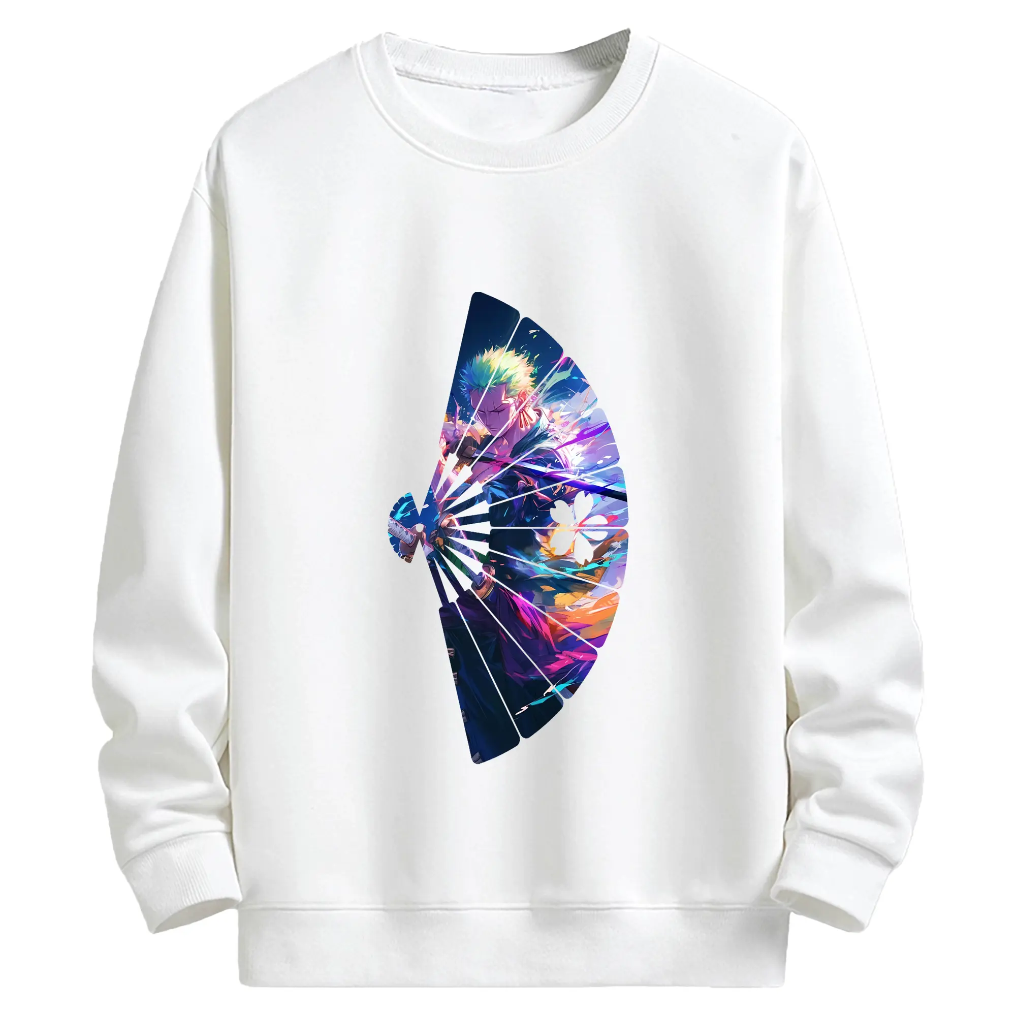 ワンピース グッズ ロロノア・ゾロ - キッズ クルーネックスウェットシャツ ・ フロントプリント ・ 綿80％ ポリエステル20％ ・ 快適 通学 スポーツ 日常使い お散歩用