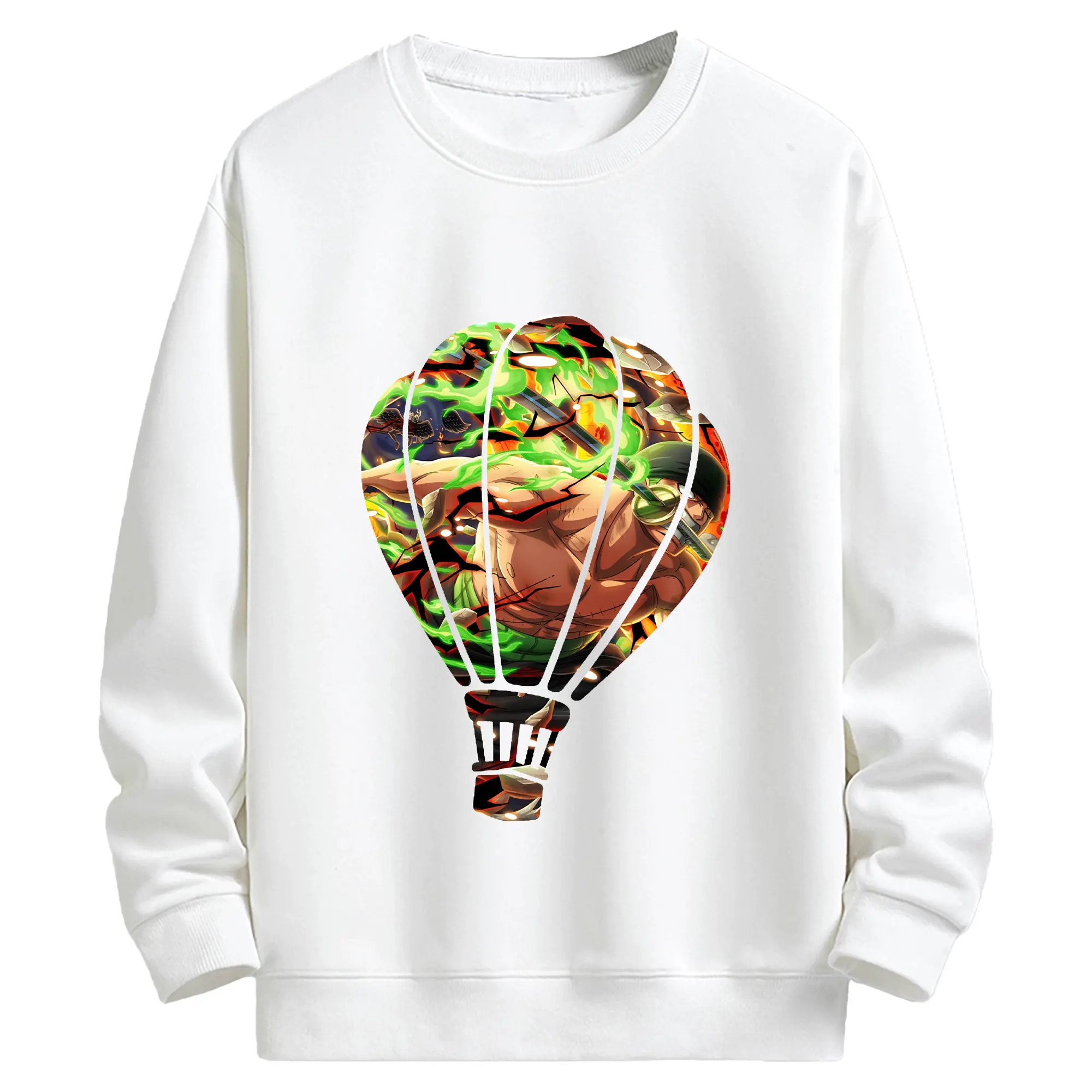 ワンピース グッズ ロロノア・ゾロ - キッズ クルーネックスウェットシャツ ・ フロントプリント ・ 綿80％ ポリエステル20％ ・ 快適 通学 スポーツ 日常使い お散歩用