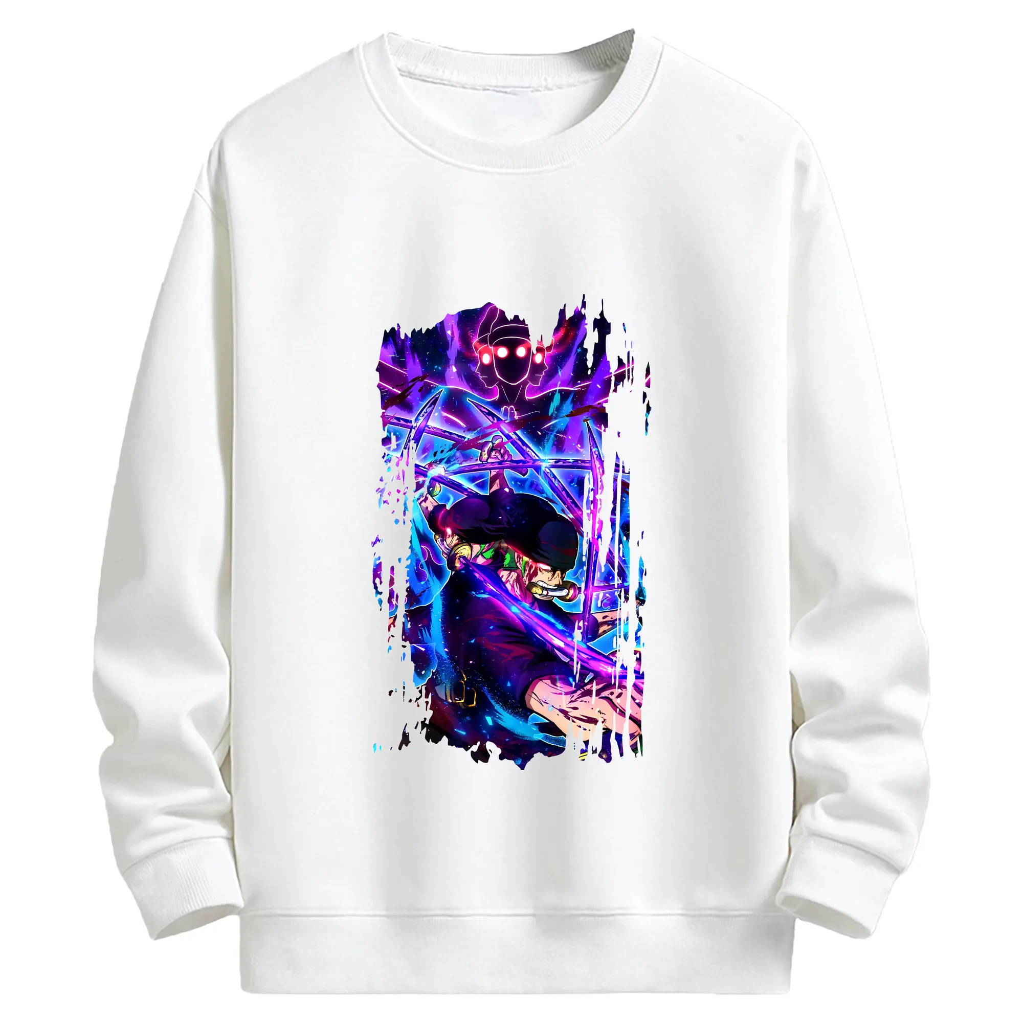 ワンピース グッズ ロロノア・ゾロ - キッズ クルーネックスウェットシャツ ・ フロントプリント ・ 綿80％ ポリエステル20％ ・ 快適 通学 スポーツ 日常使い お散歩用