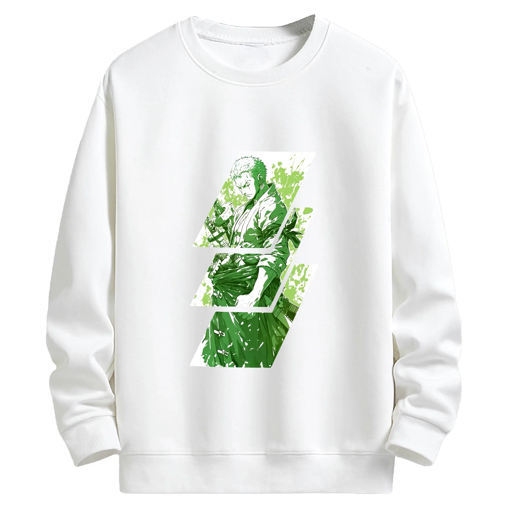 ワンピース グッズ ロロノア・ゾロ - キッズ クルーネックスウェットシャツ ・ フロントプリント ・ 綿80％ ポリエステル20％ ・ 快適 通学 スポーツ 日常使い お散歩用