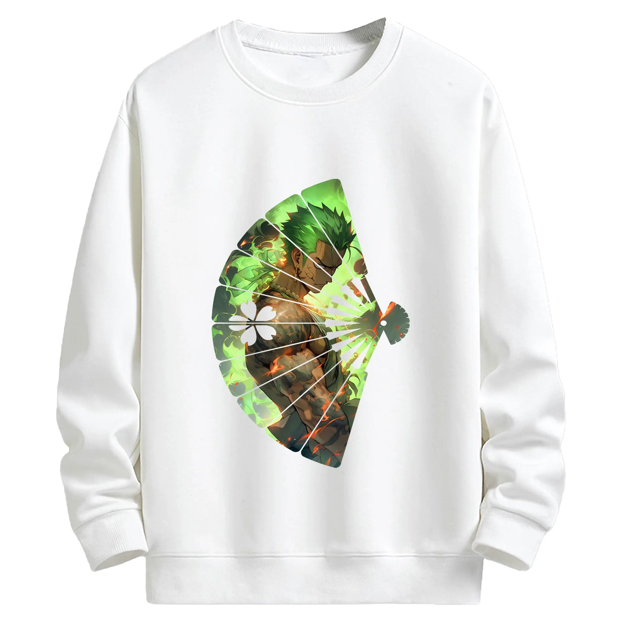 ワンピース グッズ ロロノア・ゾロ - キッズ クルーネックスウェットシャツ ・ フロントプリント ・ 綿80％ ポリエステル20％ ・ 快適 通学 スポーツ 日常使い お散歩用