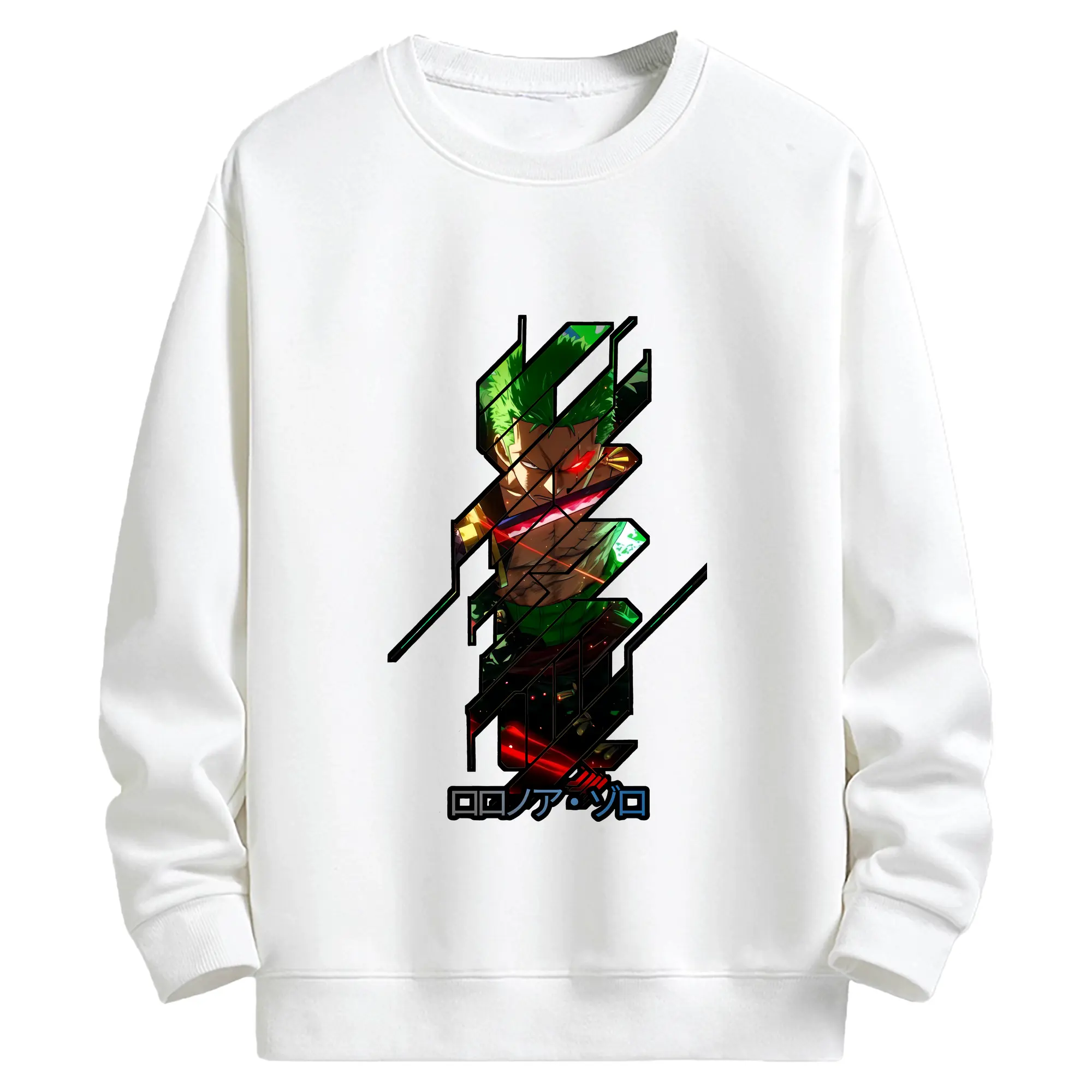 ワンピース グッズ ロロノア・ゾロ - キッズ クルーネックスウェットシャツ ・ フロントプリント ・ 綿80％ ポリエステル20％ ・ 快適 通学 スポーツ 日常使い お散歩用