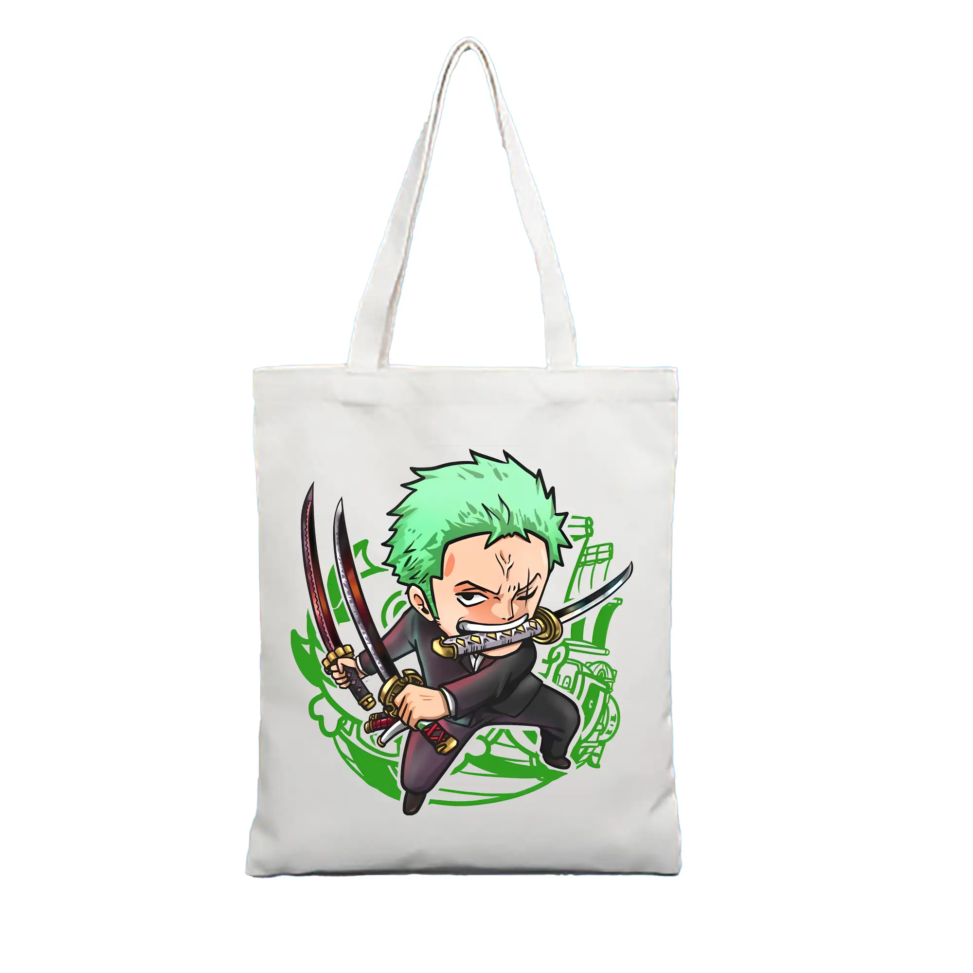 ワンピース グッズ ロロノア・ゾロ - 縦型キャンバス手提げバッグ（トートバッグ） ・ キャンバス素材 ・ ショッピング用 ・ 軽量 丈夫 お手入れ簡単