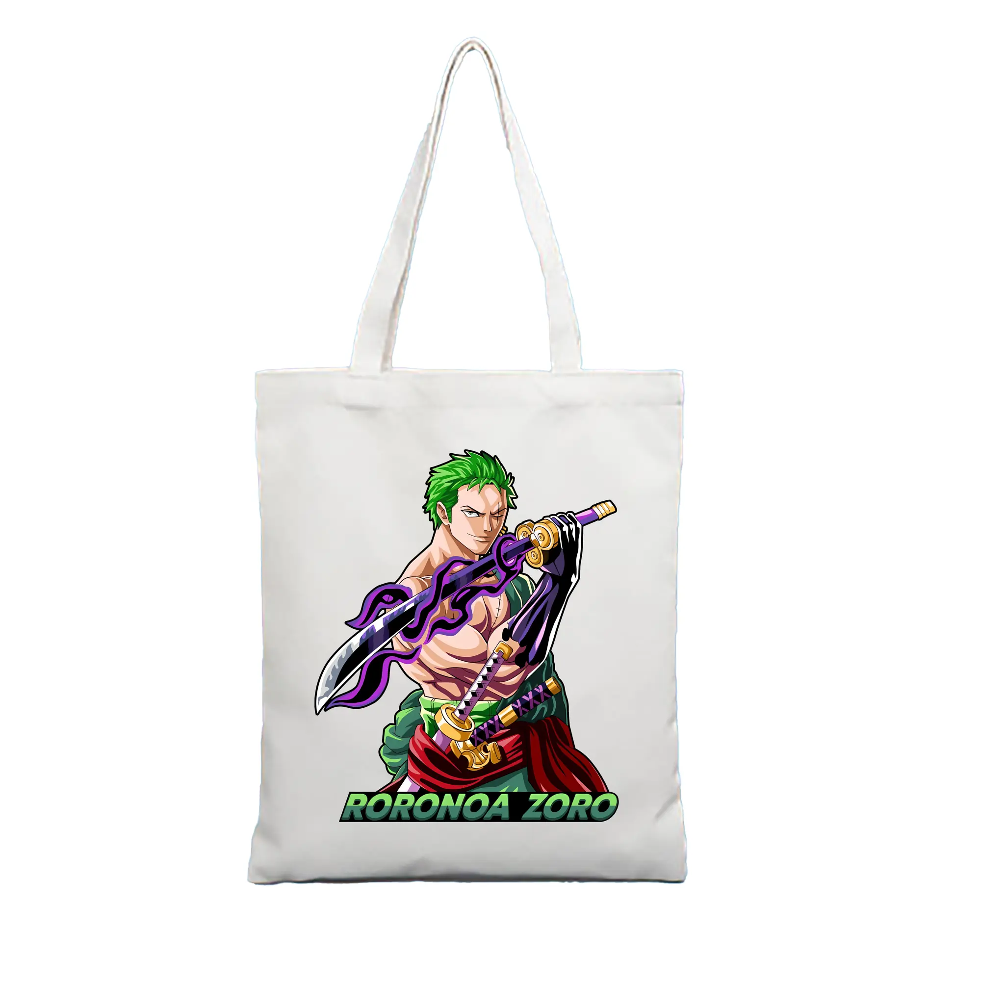 ワンピース グッズ ロロノア・ゾロ - 縦型キャンバス手提げバッグ（トートバッグ） ・ キャンバス素材 ・ ショッピング用 ・ 軽量 丈夫 お手入れ簡単