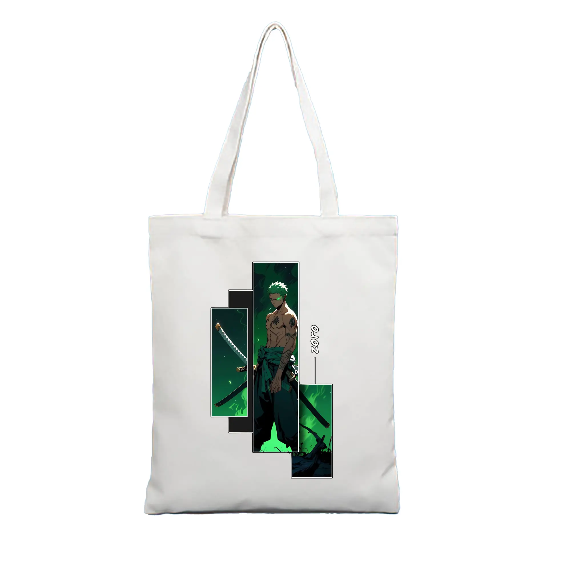 ワンピース グッズ ロロノア・ゾロ - 縦型キャンバス手提げバッグ（トートバッグ） ・ キャンバス素材 ・ ショッピング用 ・ 軽量 丈夫 お手入れ簡単
