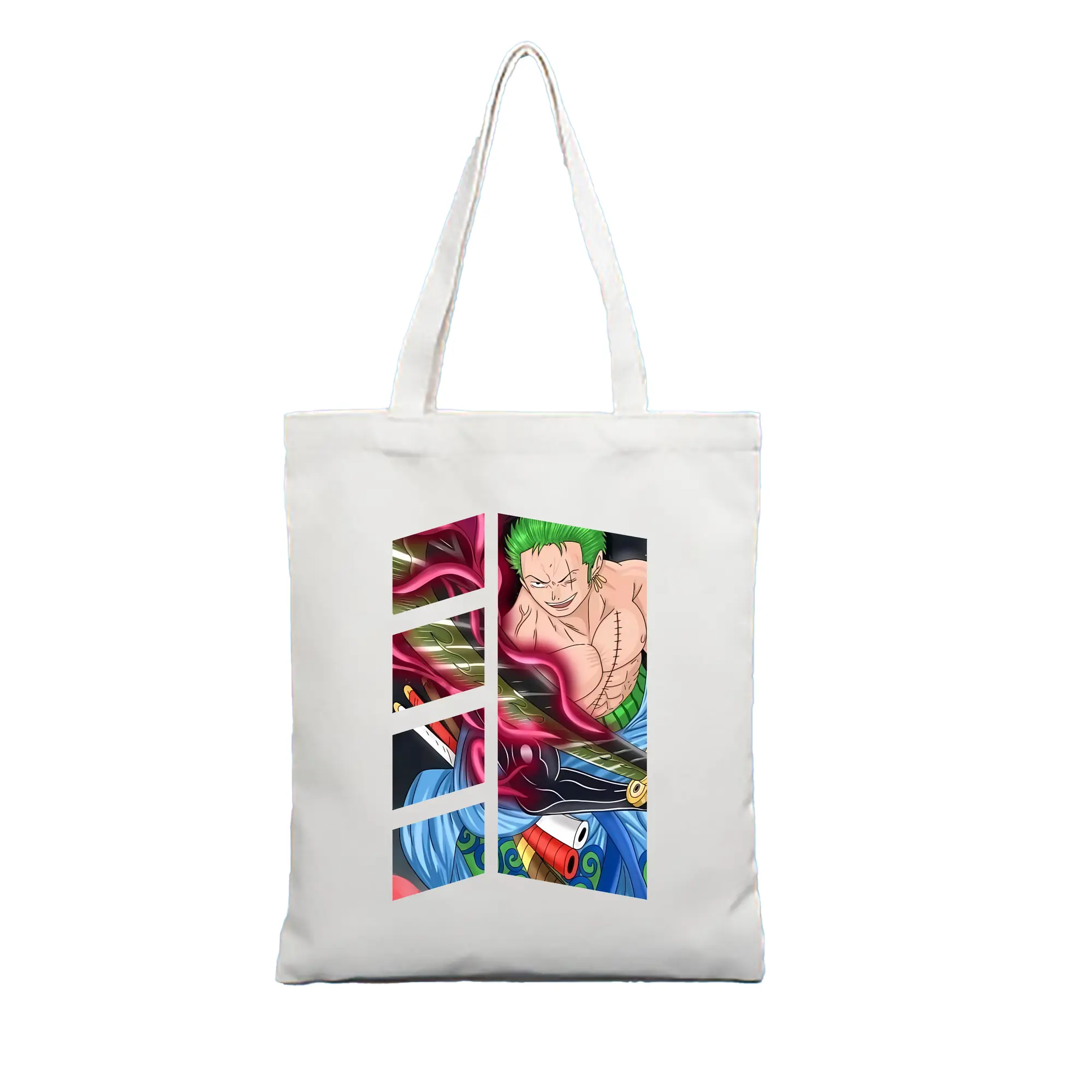 ワンピース グッズ ロロノア・ゾロ - 縦型キャンバス手提げバッグ（トートバッグ） ・ キャンバス素材 ・ ショッピング用 ・ 軽量 丈夫 お手入れ簡単